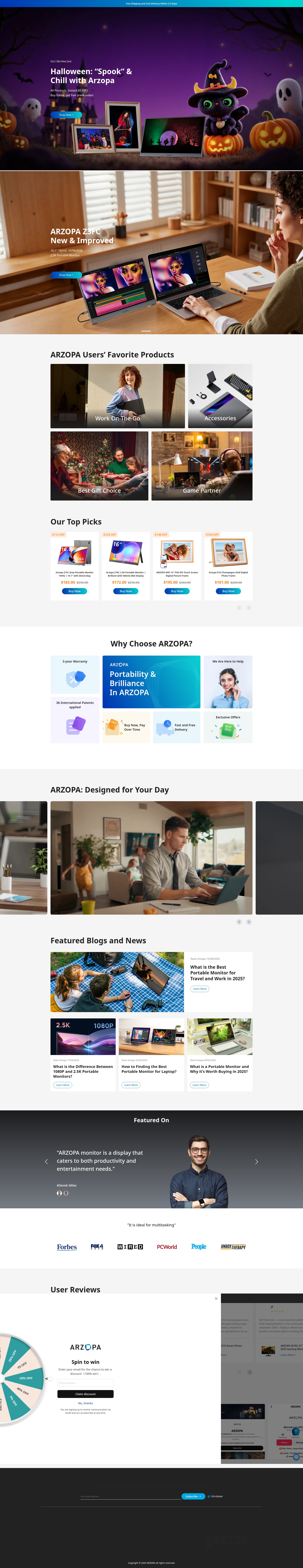 Screenshot of global.arzopa.com