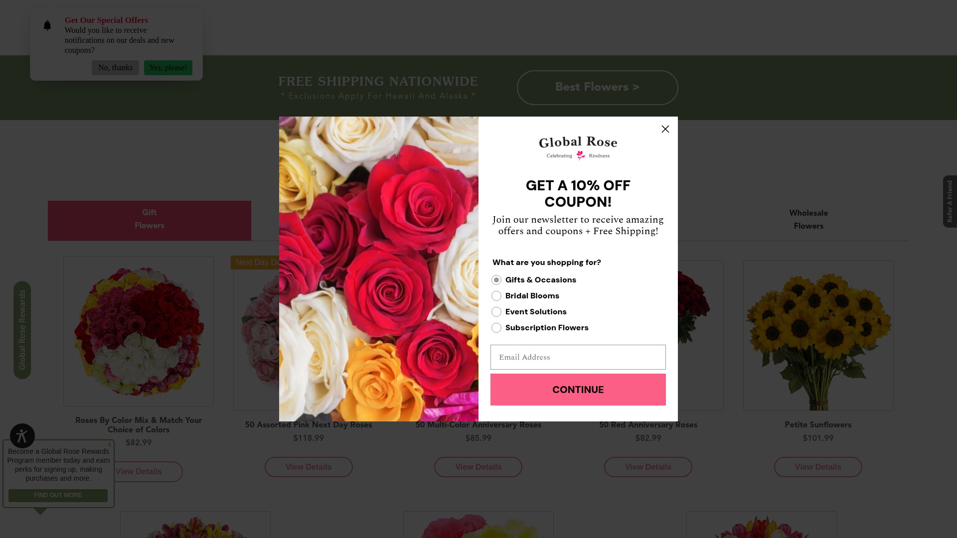 Screenshot of globalrose.com