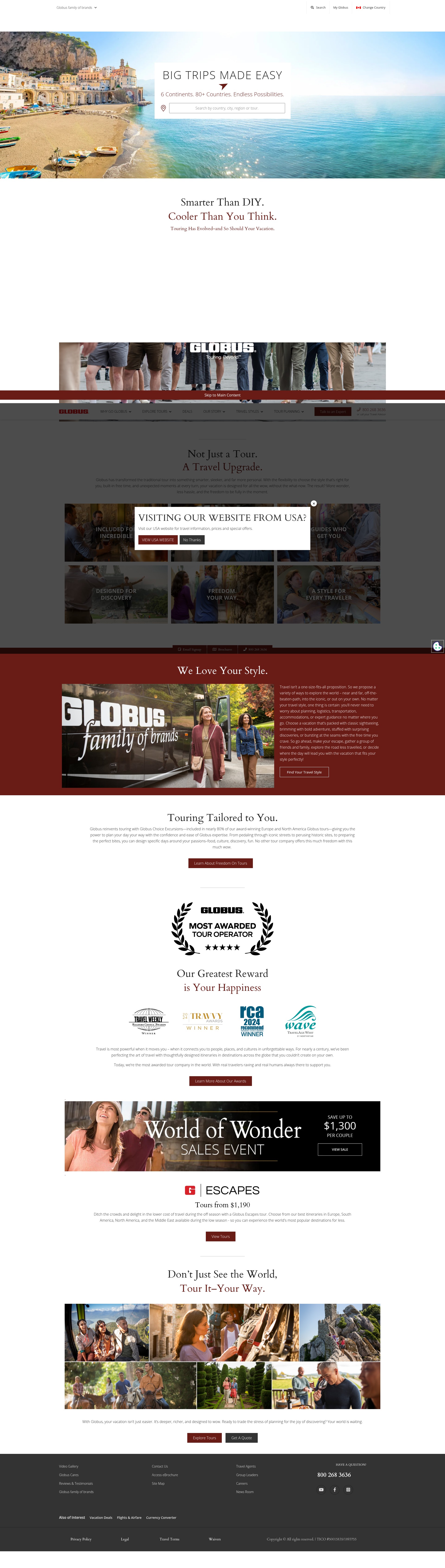 Screenshot of globusjourneys.ca