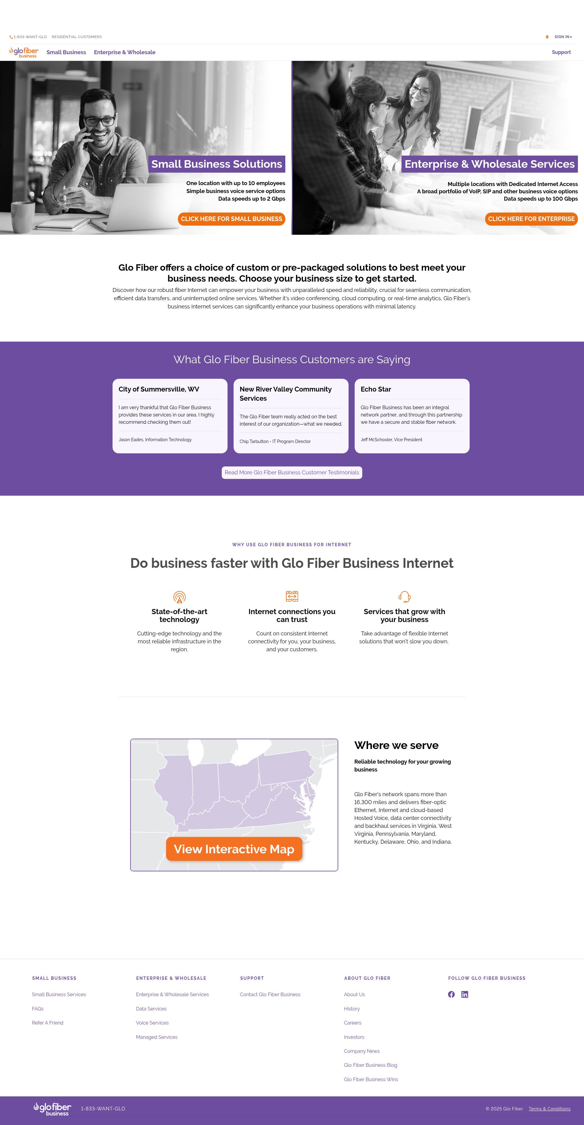 Screenshot of glofiberbusiness.com