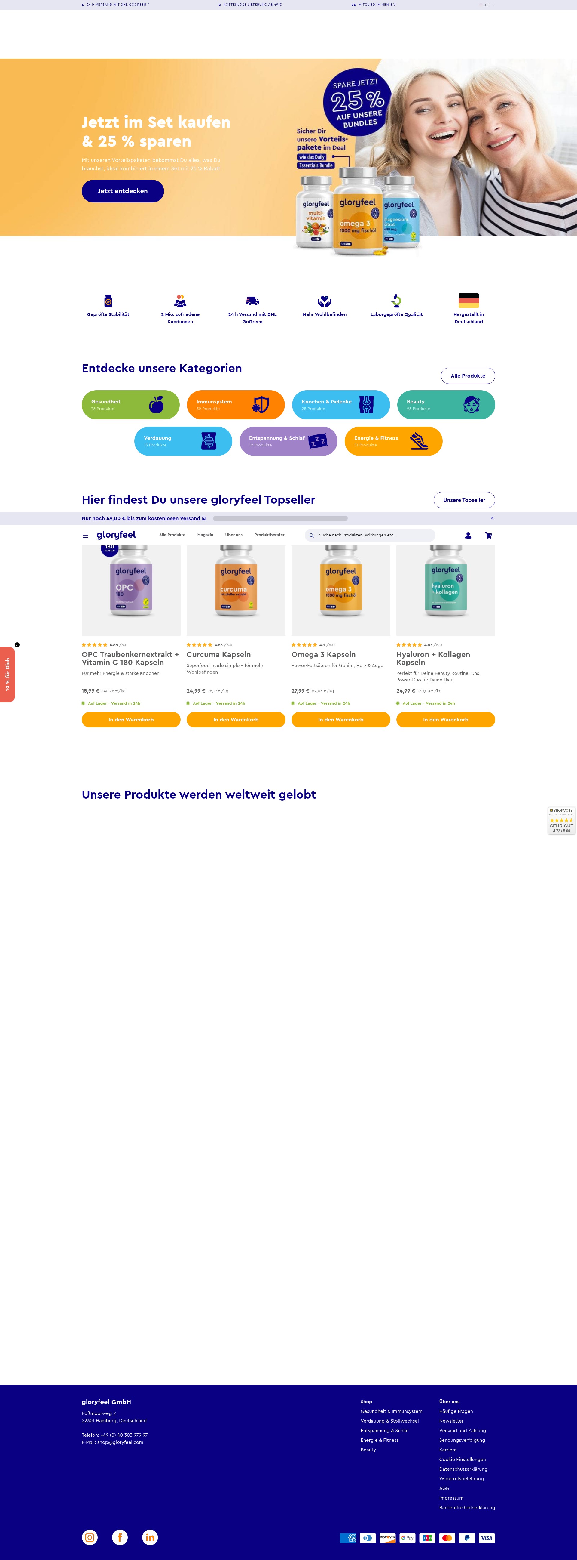 Screenshot of gloryfeel.de