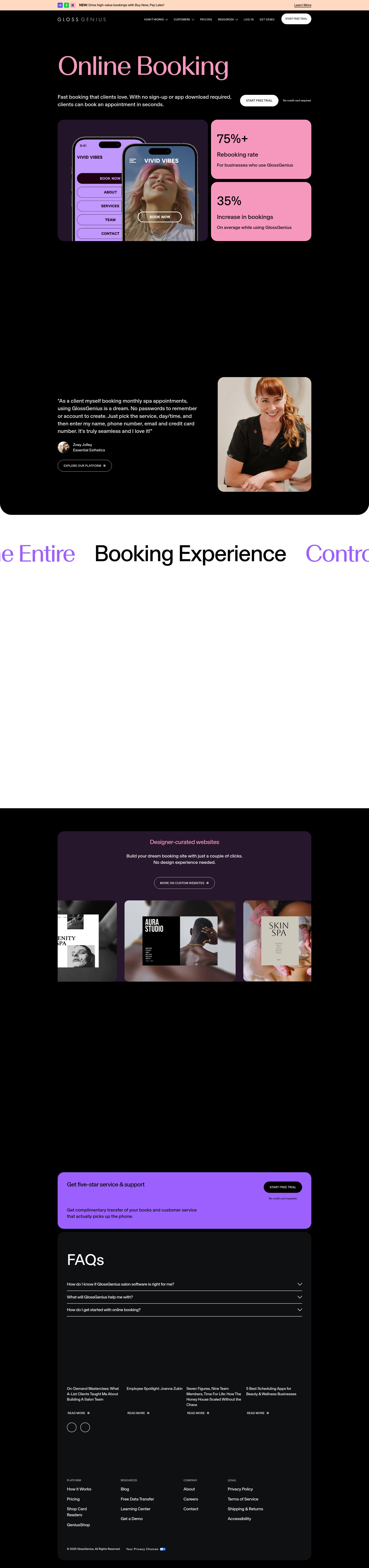 Screenshot of glossgenius.com