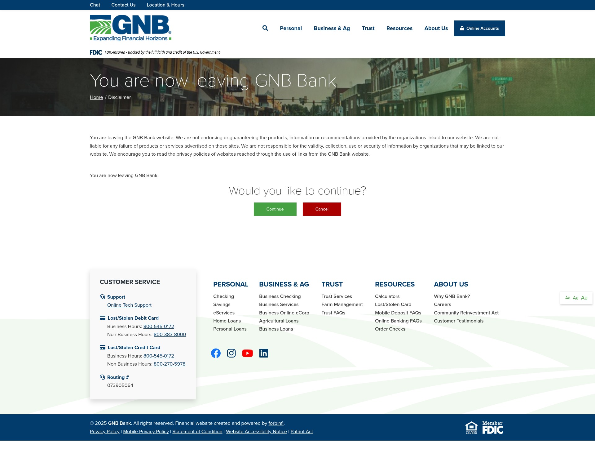 Screenshot of gnbbank.com