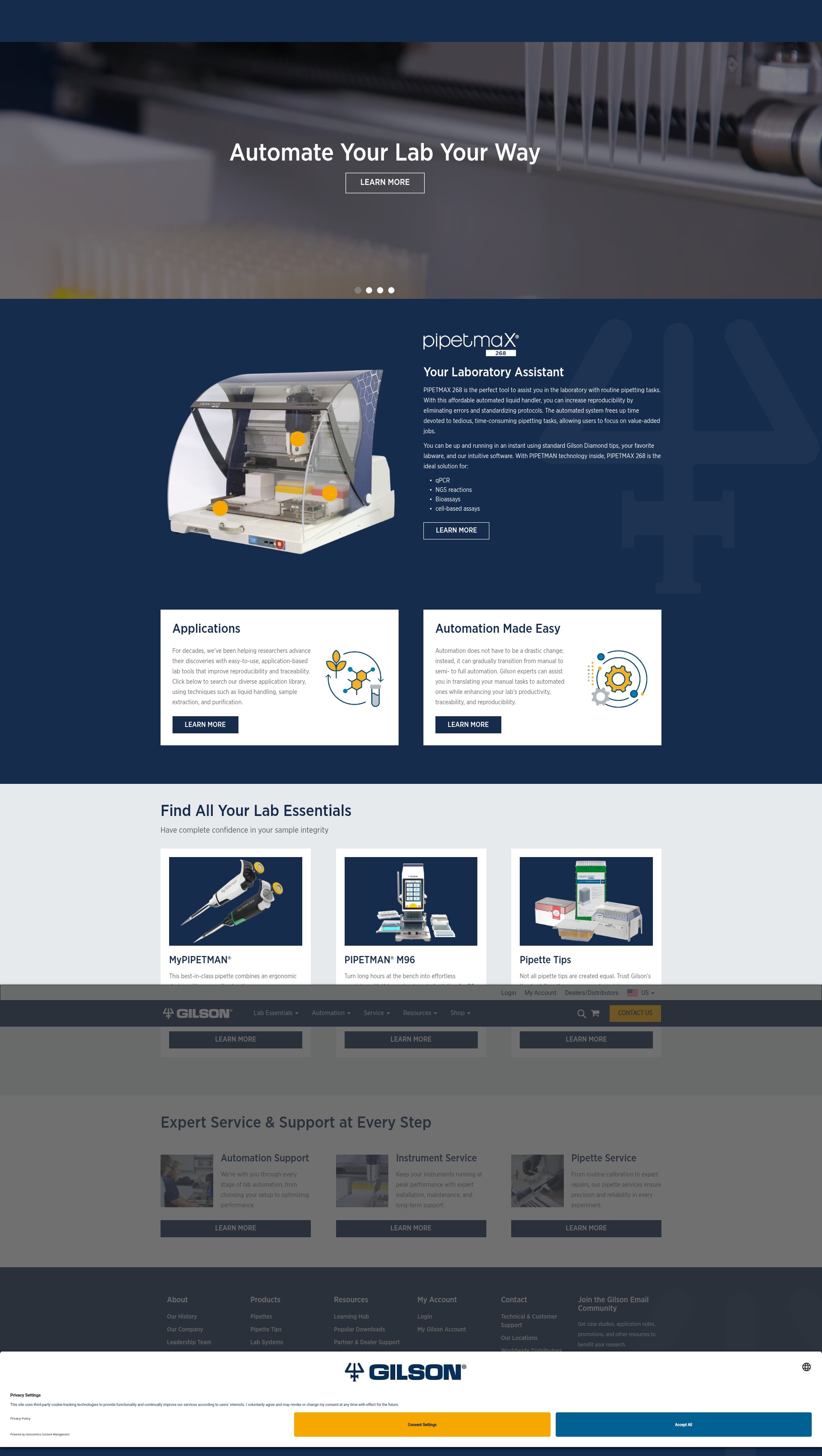 Screenshot of go.gilson.com