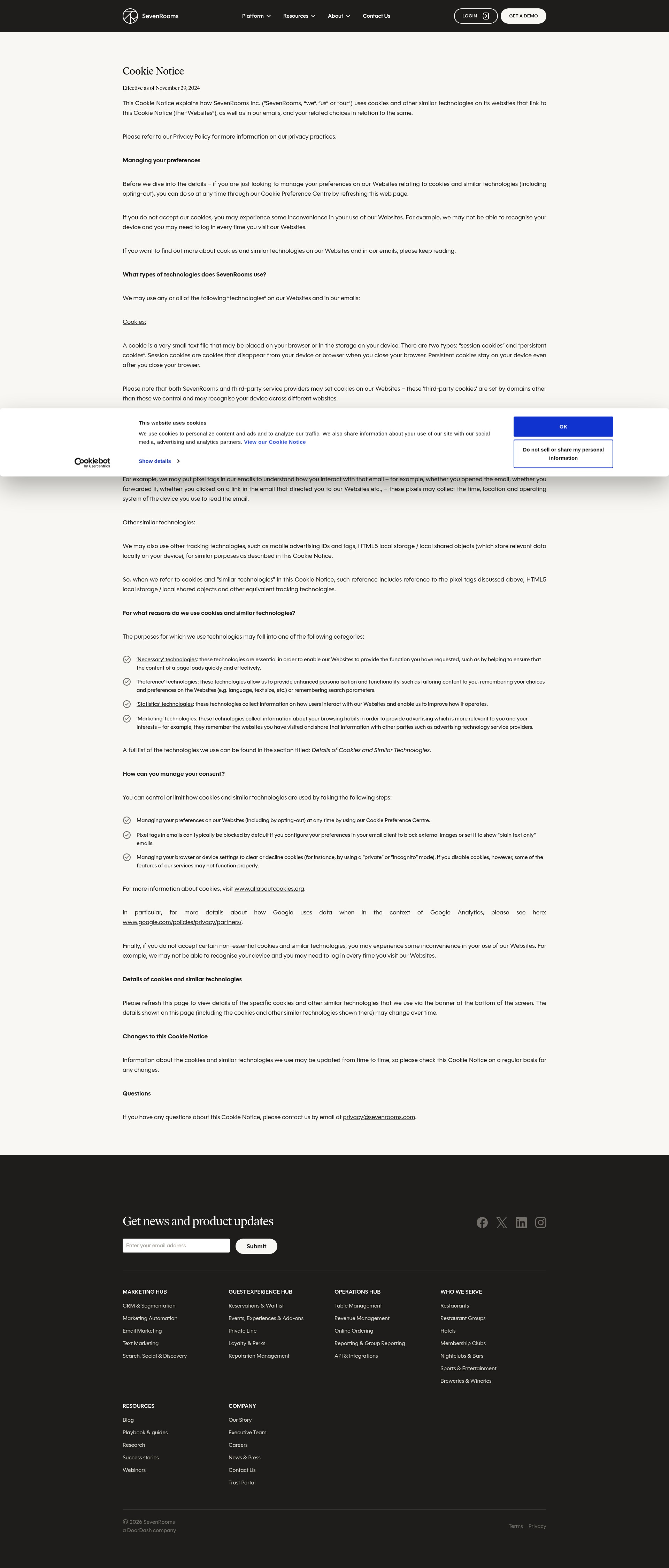 Screenshot of go.sevenrooms.com