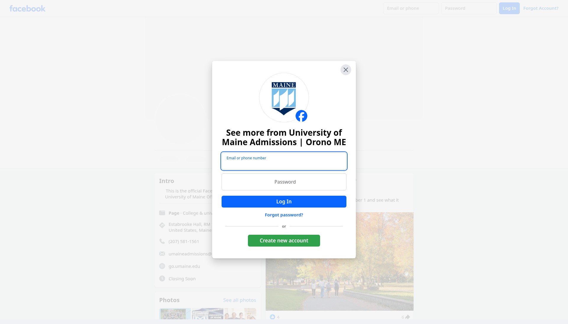 Screenshot of go.umaine.edu