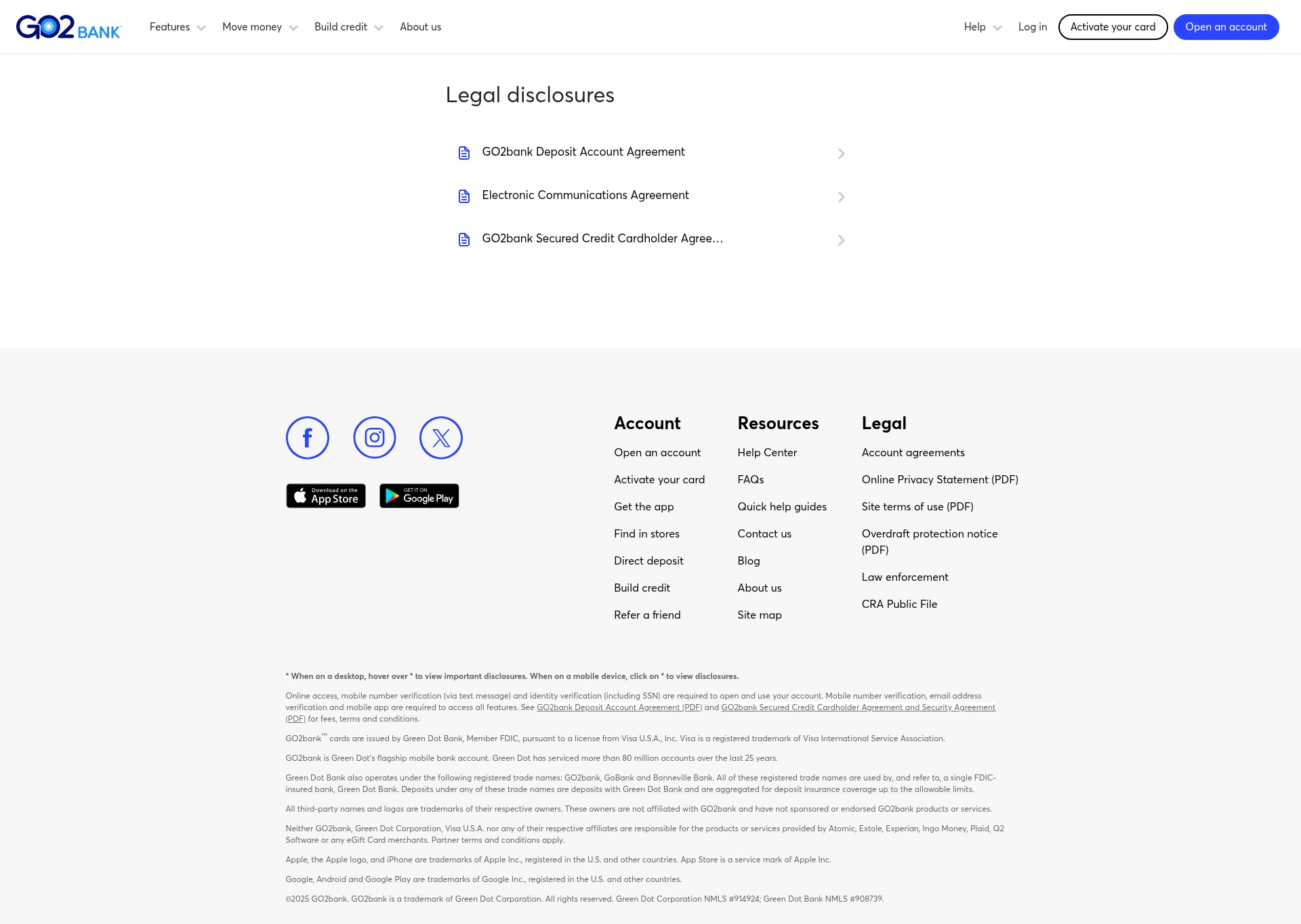 Screenshot of go2bank.com