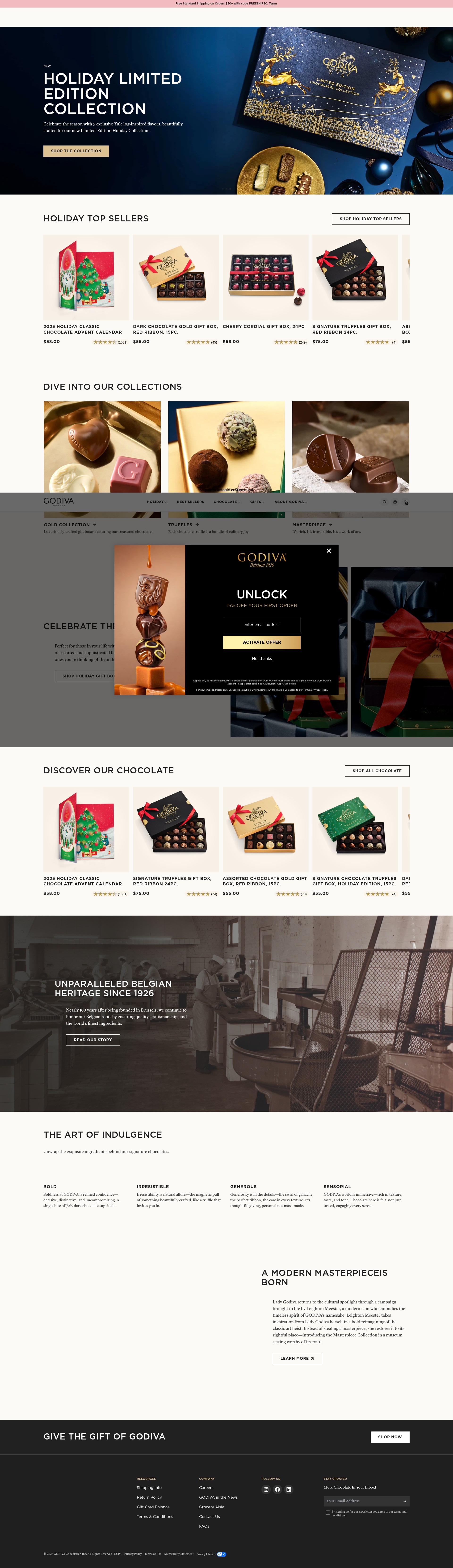Screenshot of godiva.com