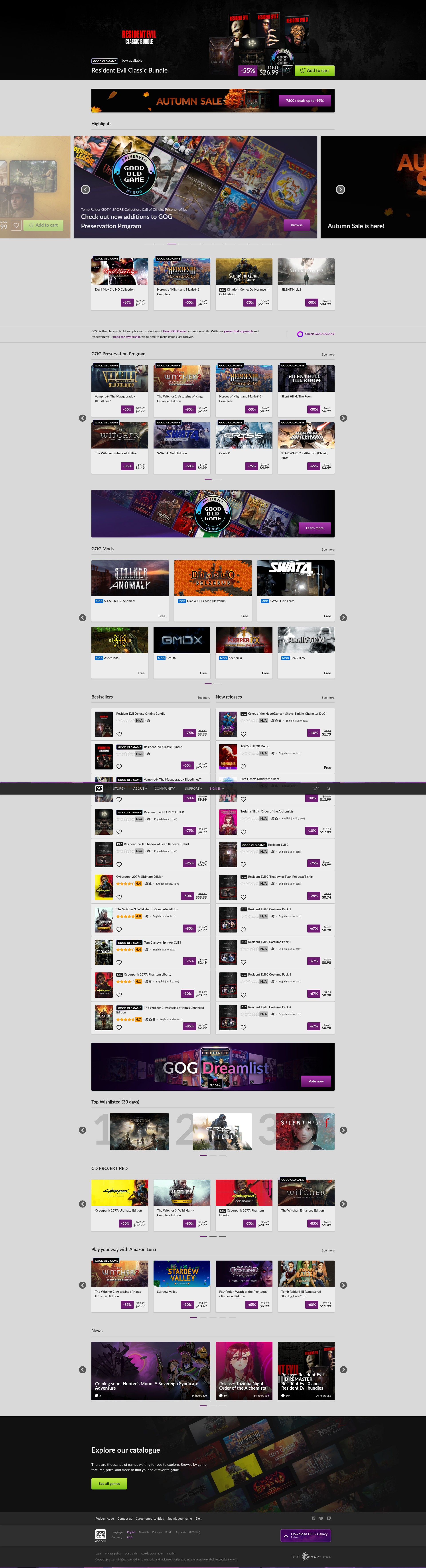 Screenshot of gog.com
