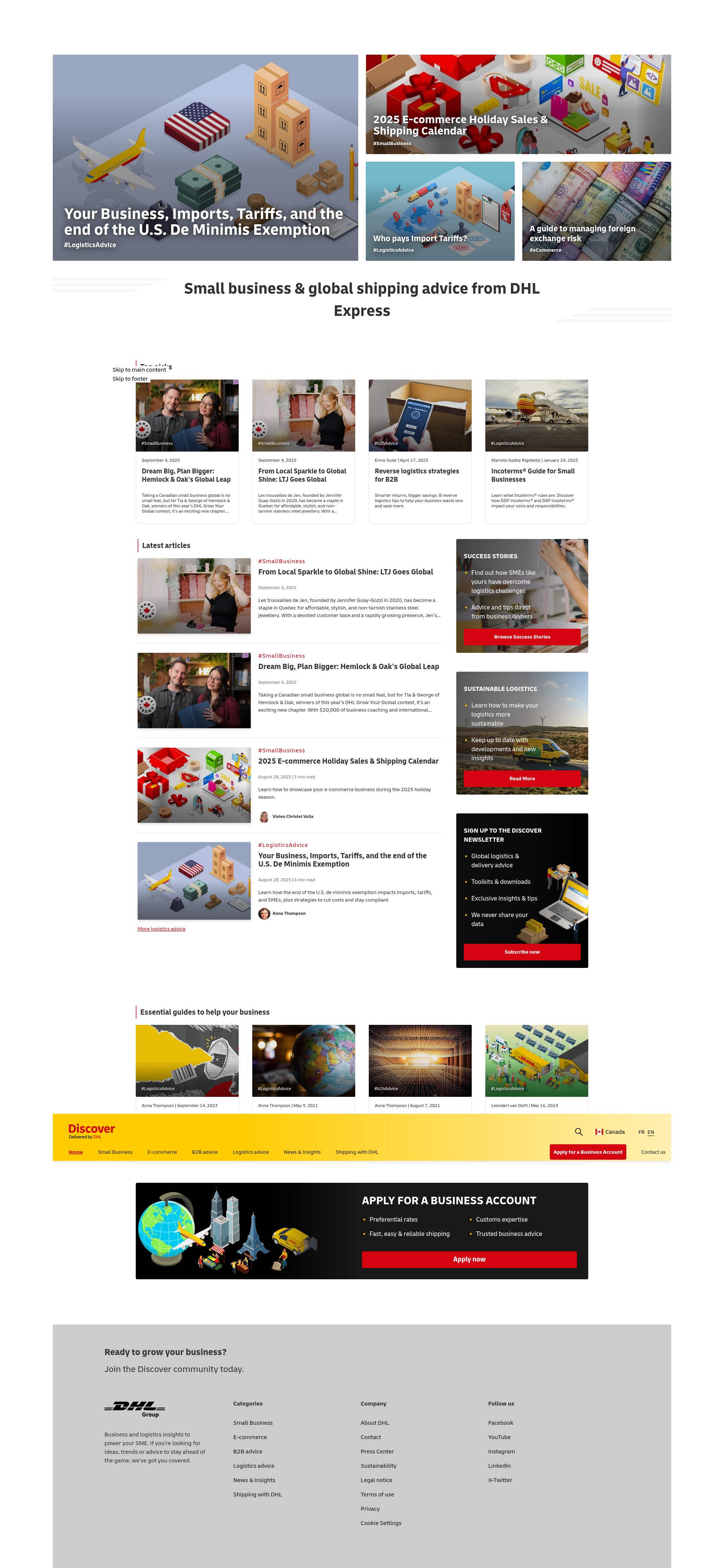 Screenshot of goglobal.dhl.ca