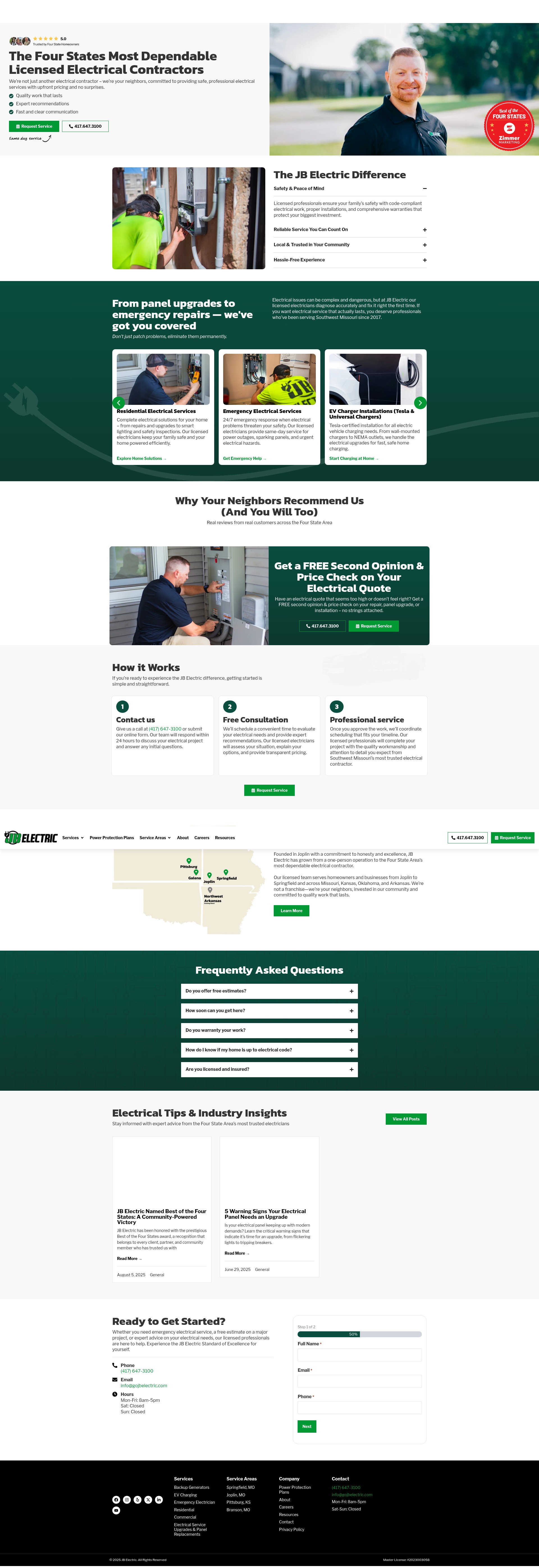 Screenshot of gojbelectric.com