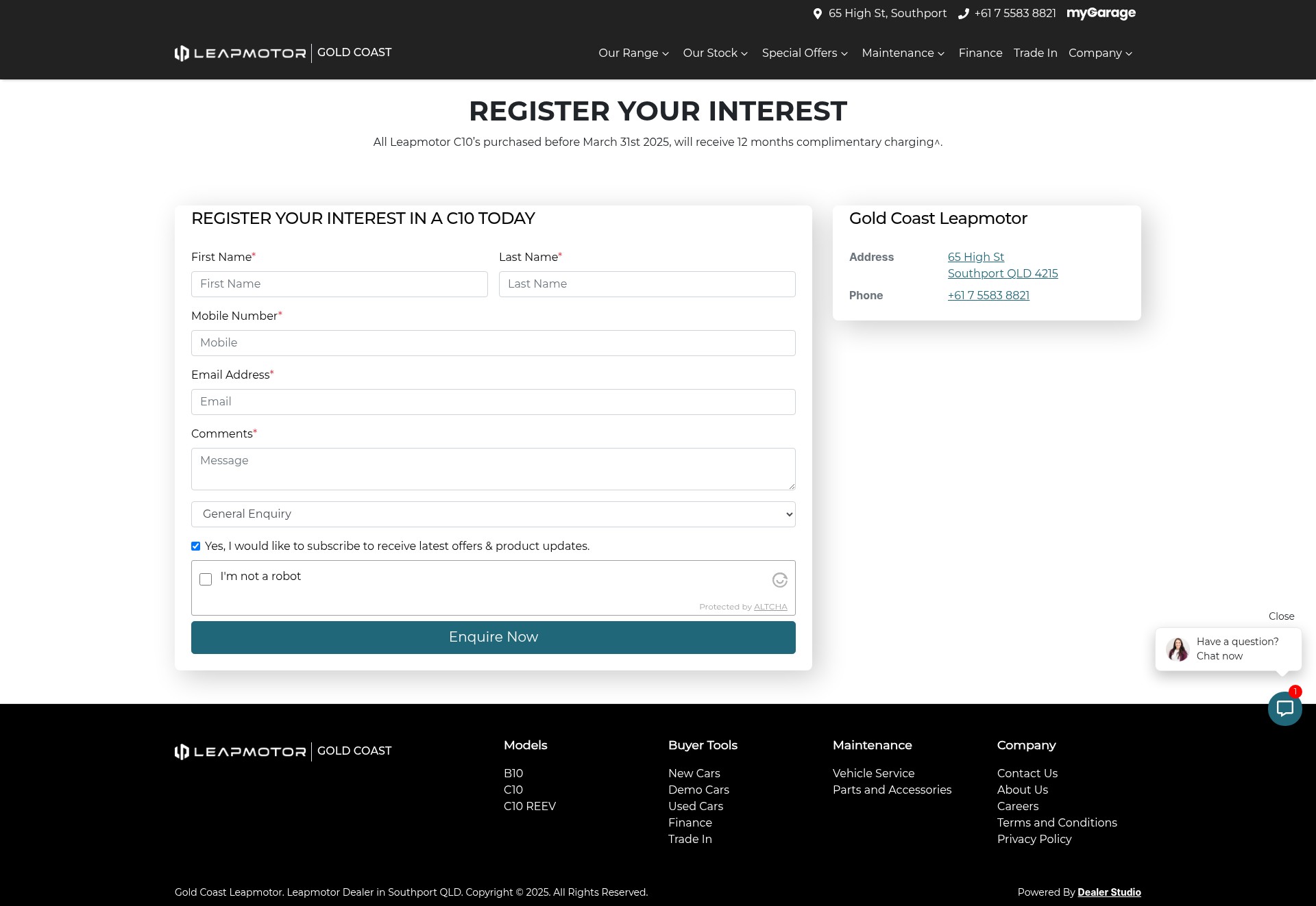 Screenshot of goldcoastleapmotor.com.au