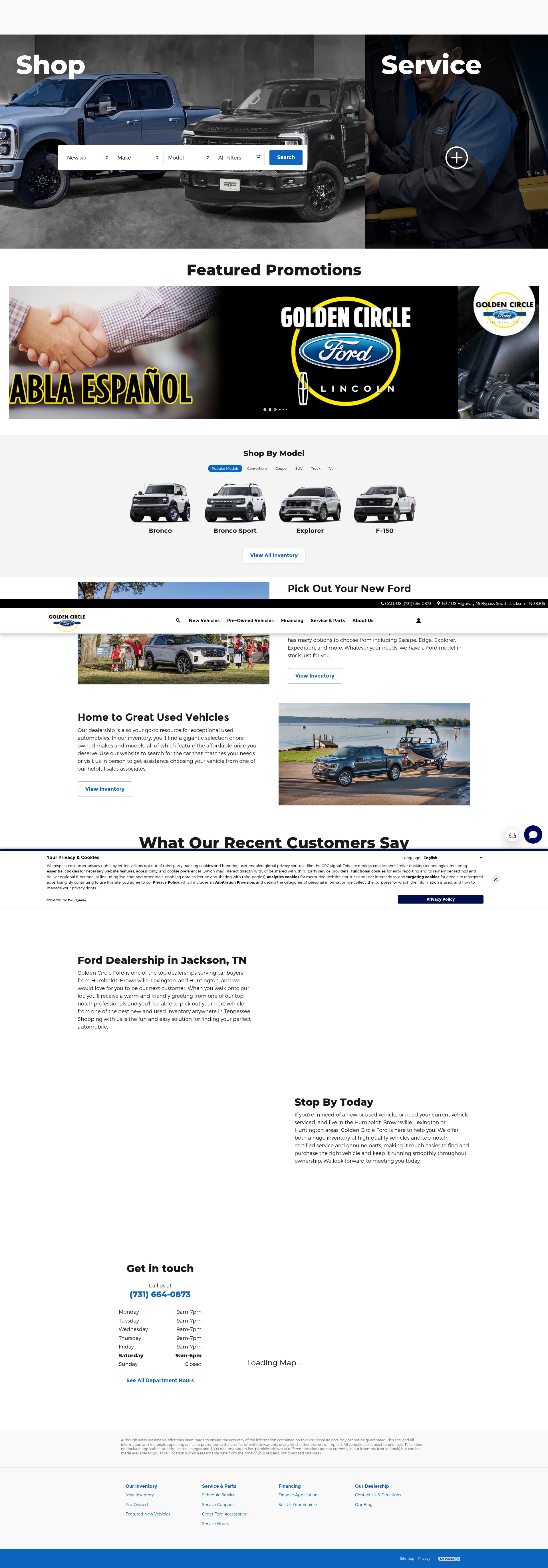 Screenshot of goldencircleford.com