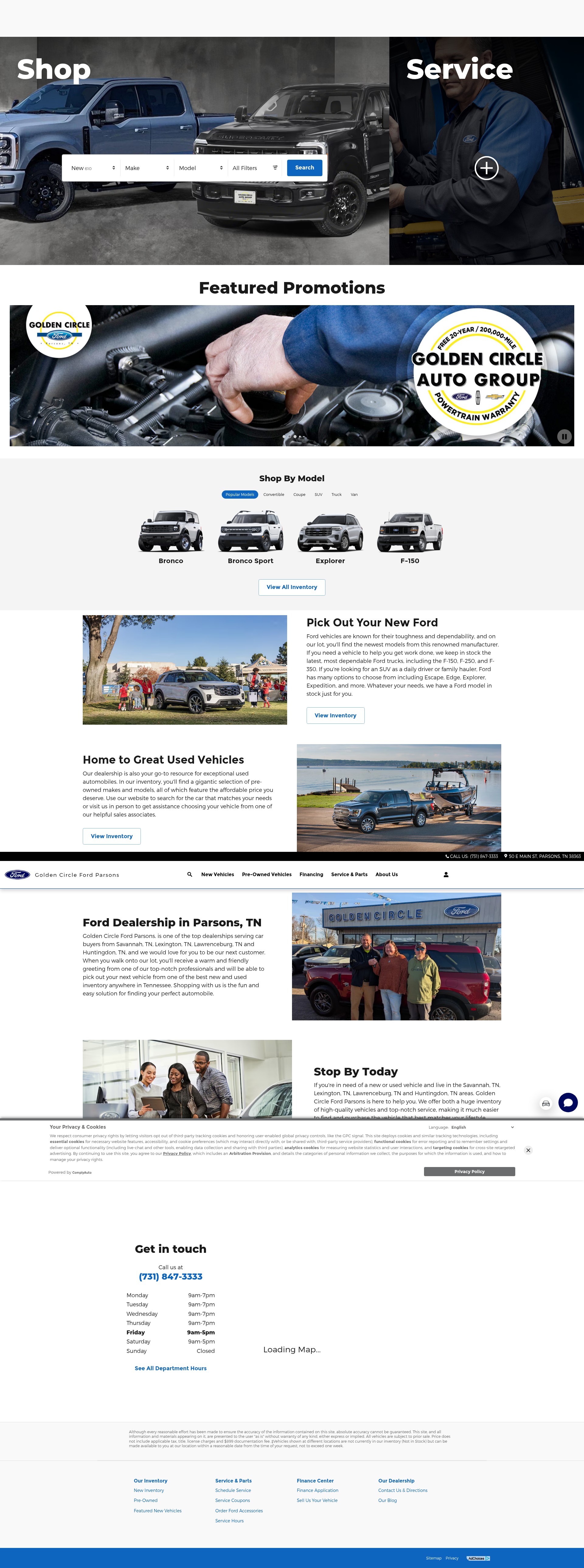 Screenshot of goldencirclefordparsons.com