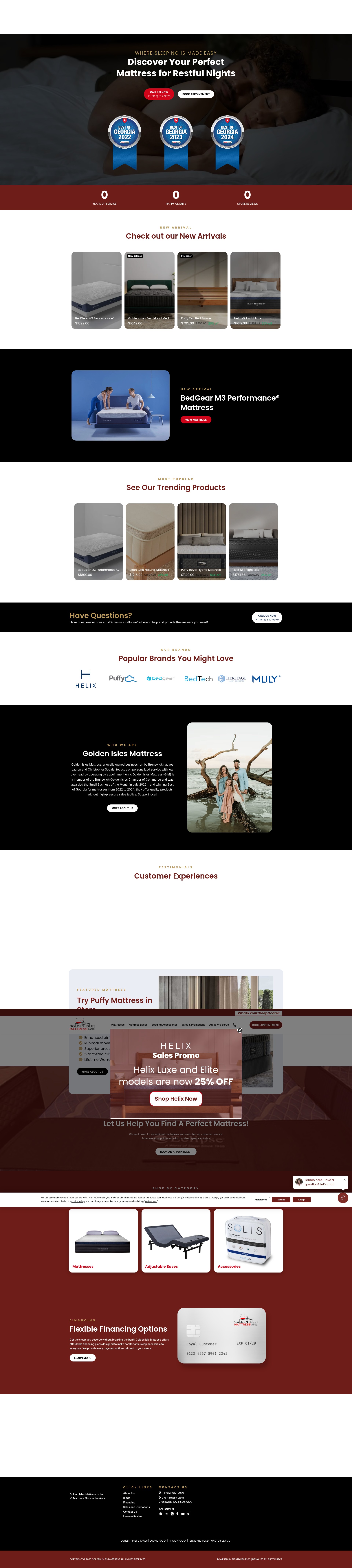 Screenshot of goldenislesmattress.com
