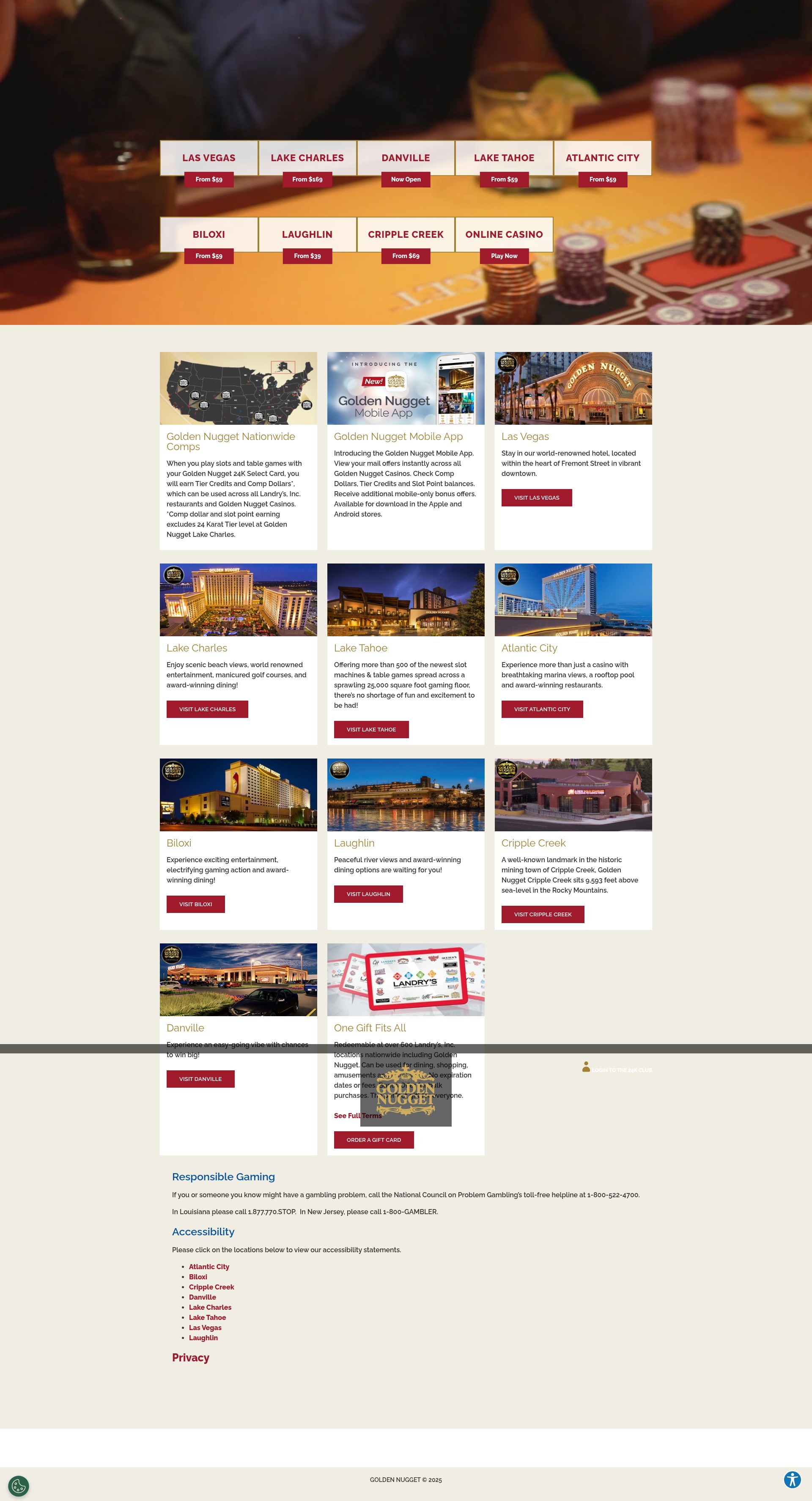 Screenshot of goldennugget.com