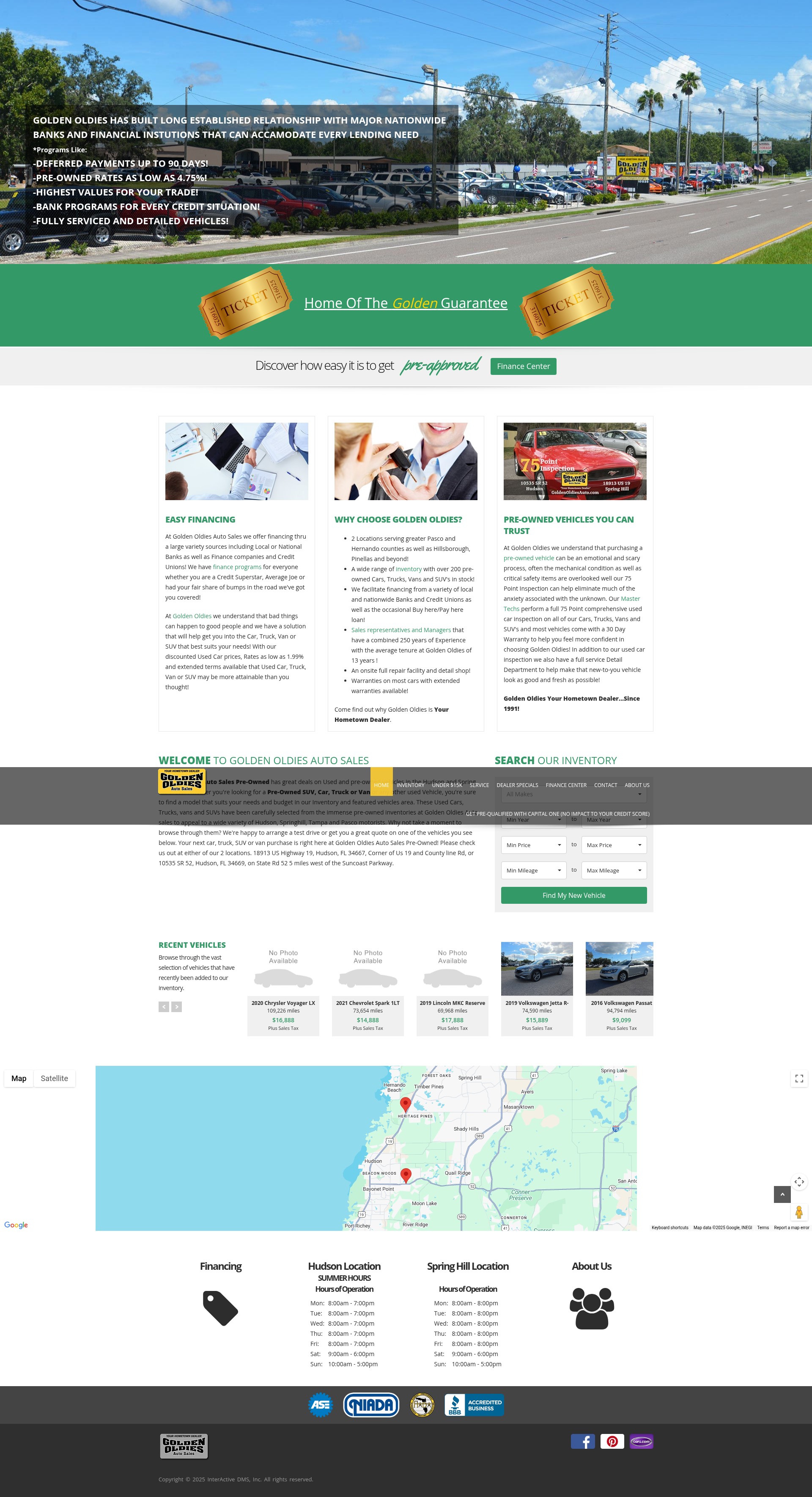 Screenshot of goldenoldiesauto.com