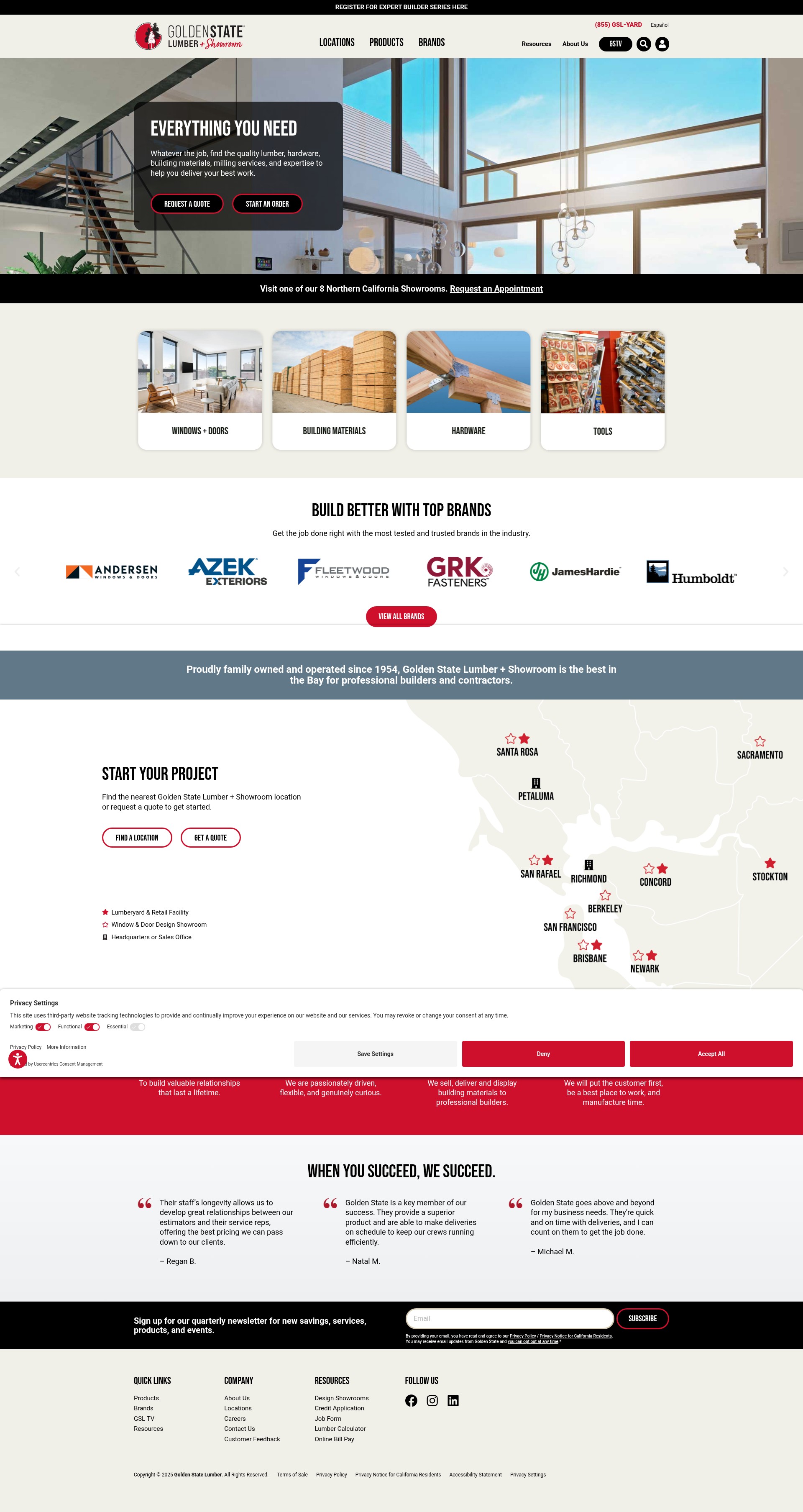 Screenshot of goldenstatelumber.com