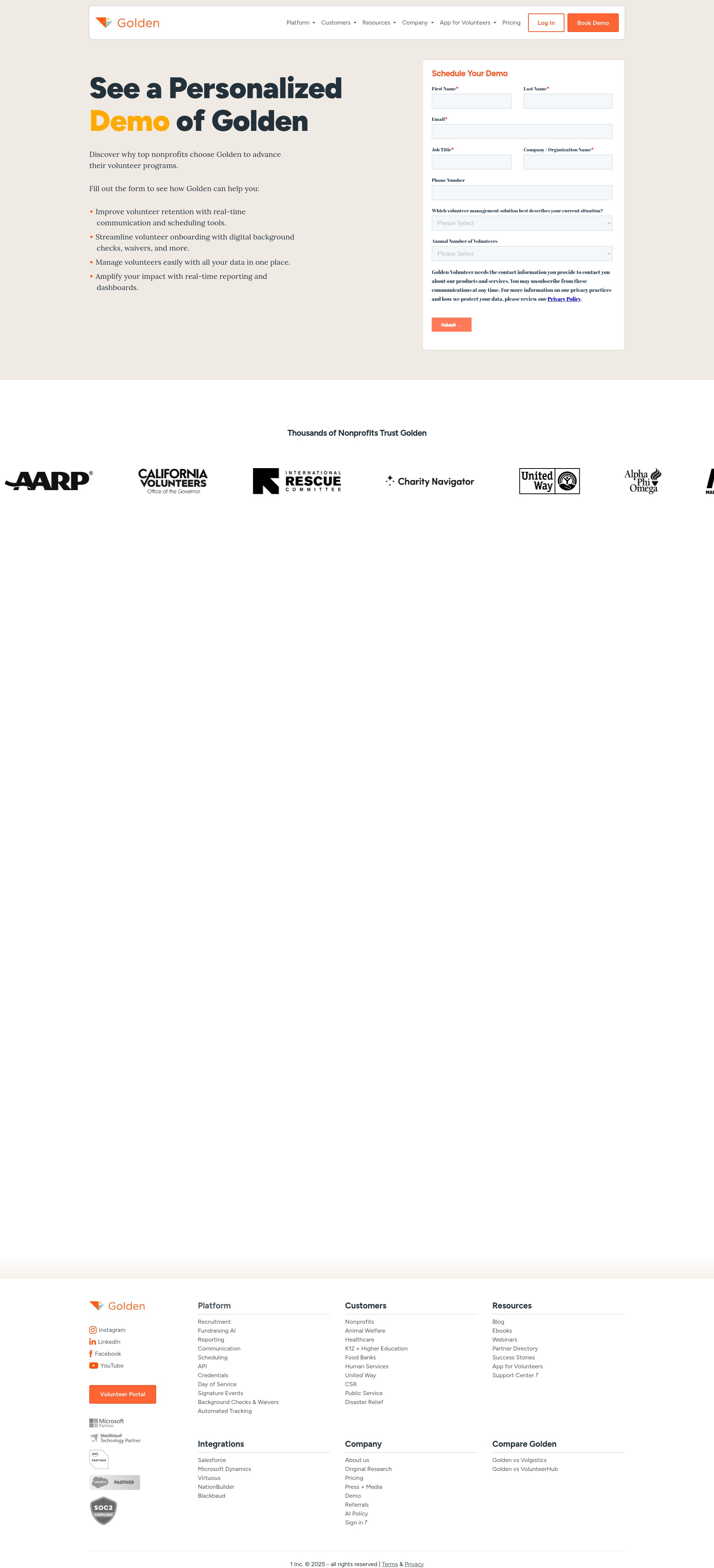 Screenshot of goldenvolunteer.com