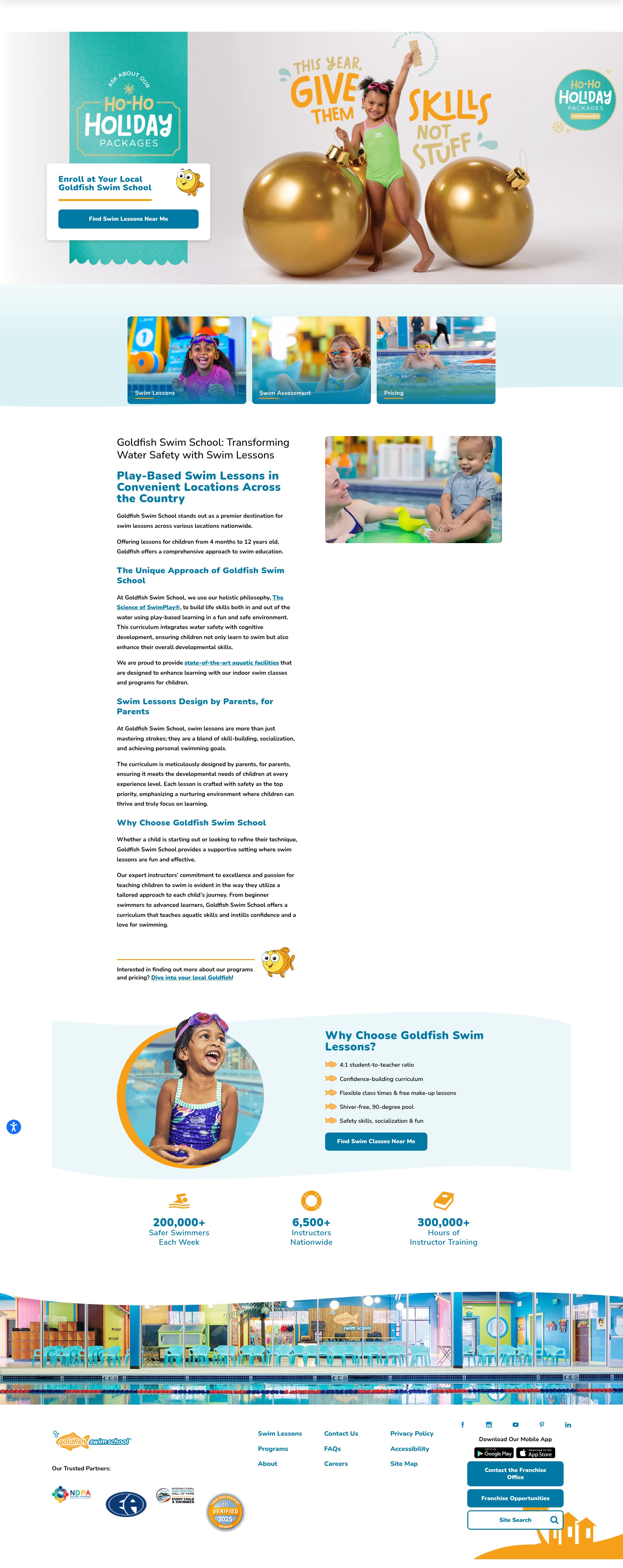 Screenshot of goldfishswimschool.com
