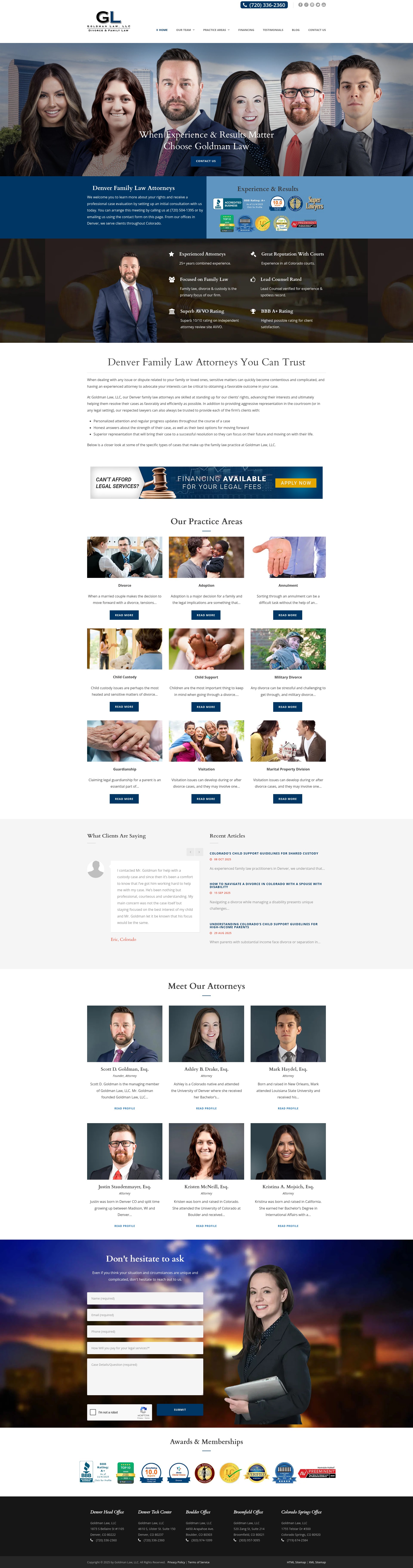 Screenshot of goldmanlaw303.com