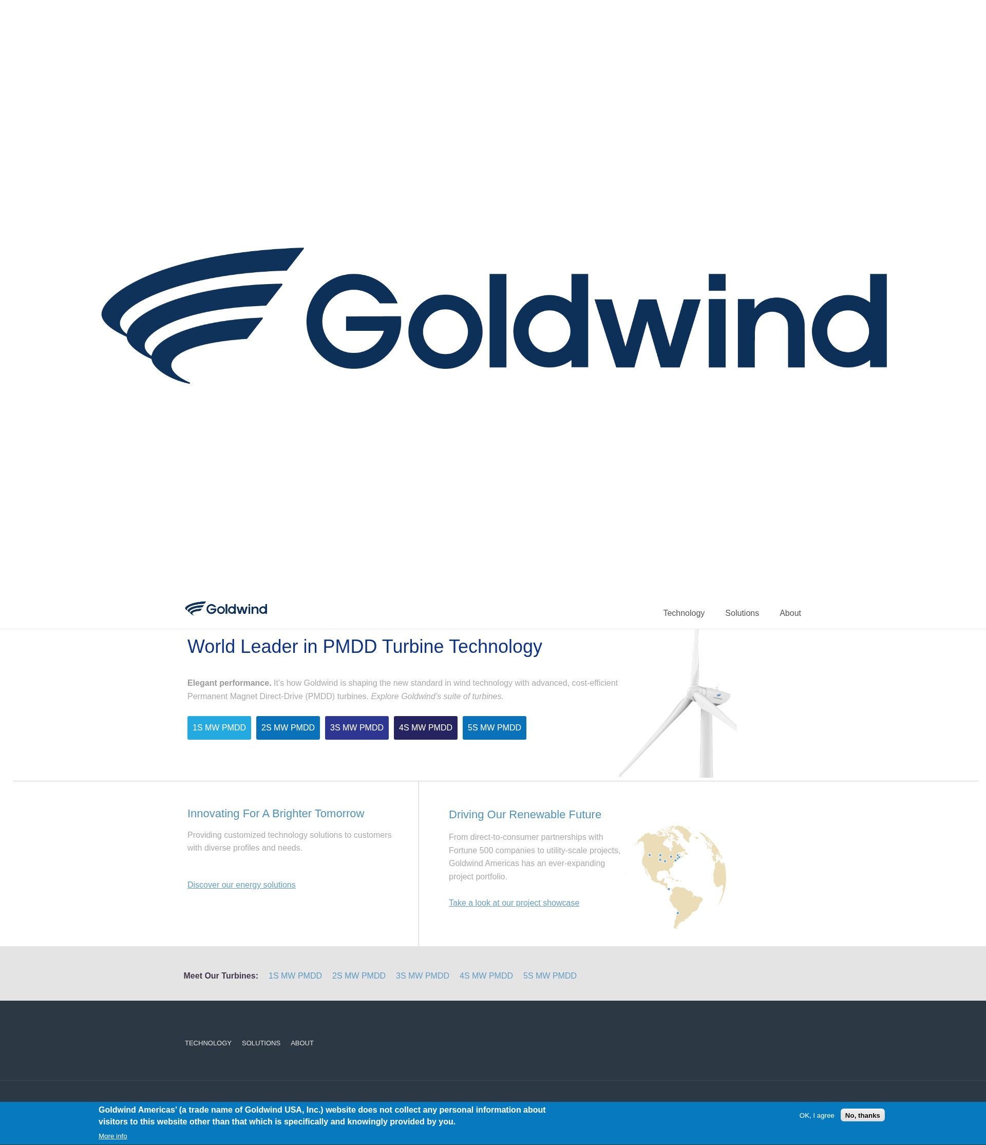 Screenshot of goldwindamericas.com