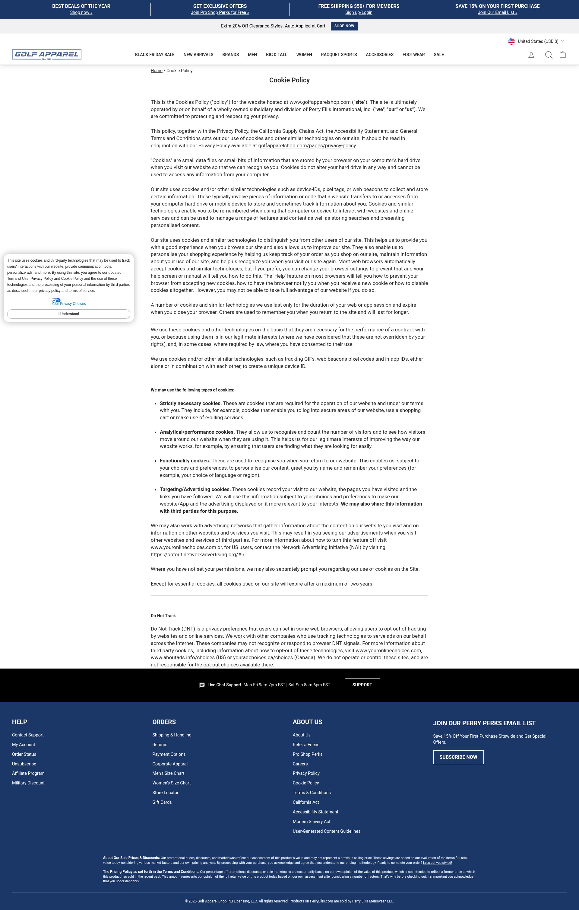Screenshot of golfapparelshop.com