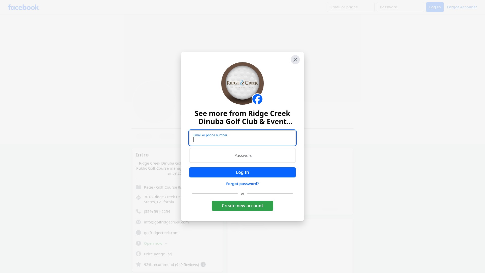 Screenshot of golfridgecreek.com