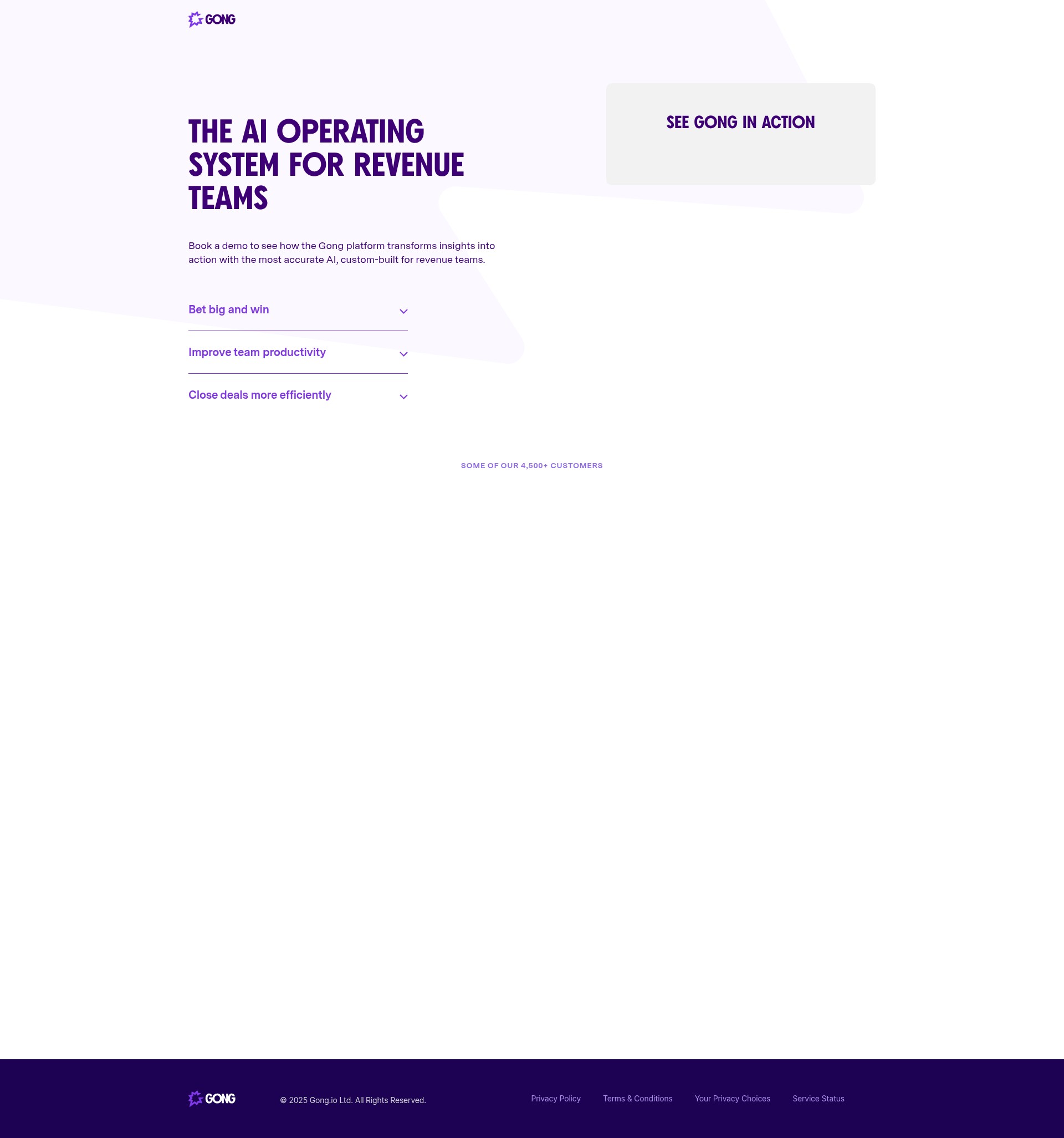 Screenshot of gong.io