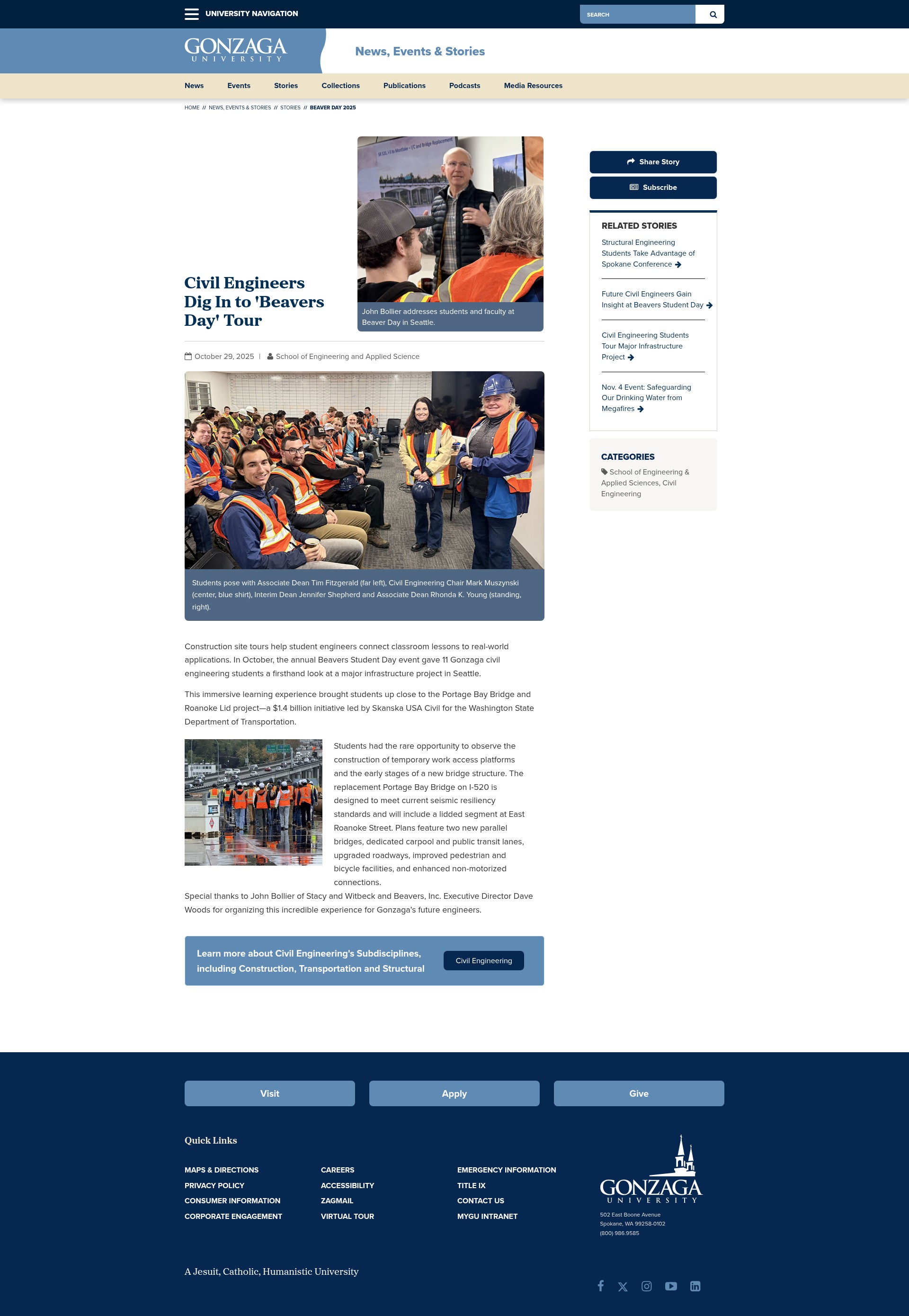 Screenshot of gonzaga.edu