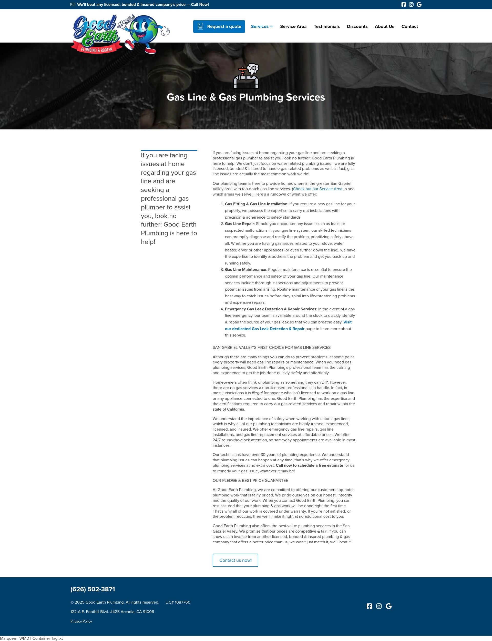 Screenshot of goodearthplumbing.com