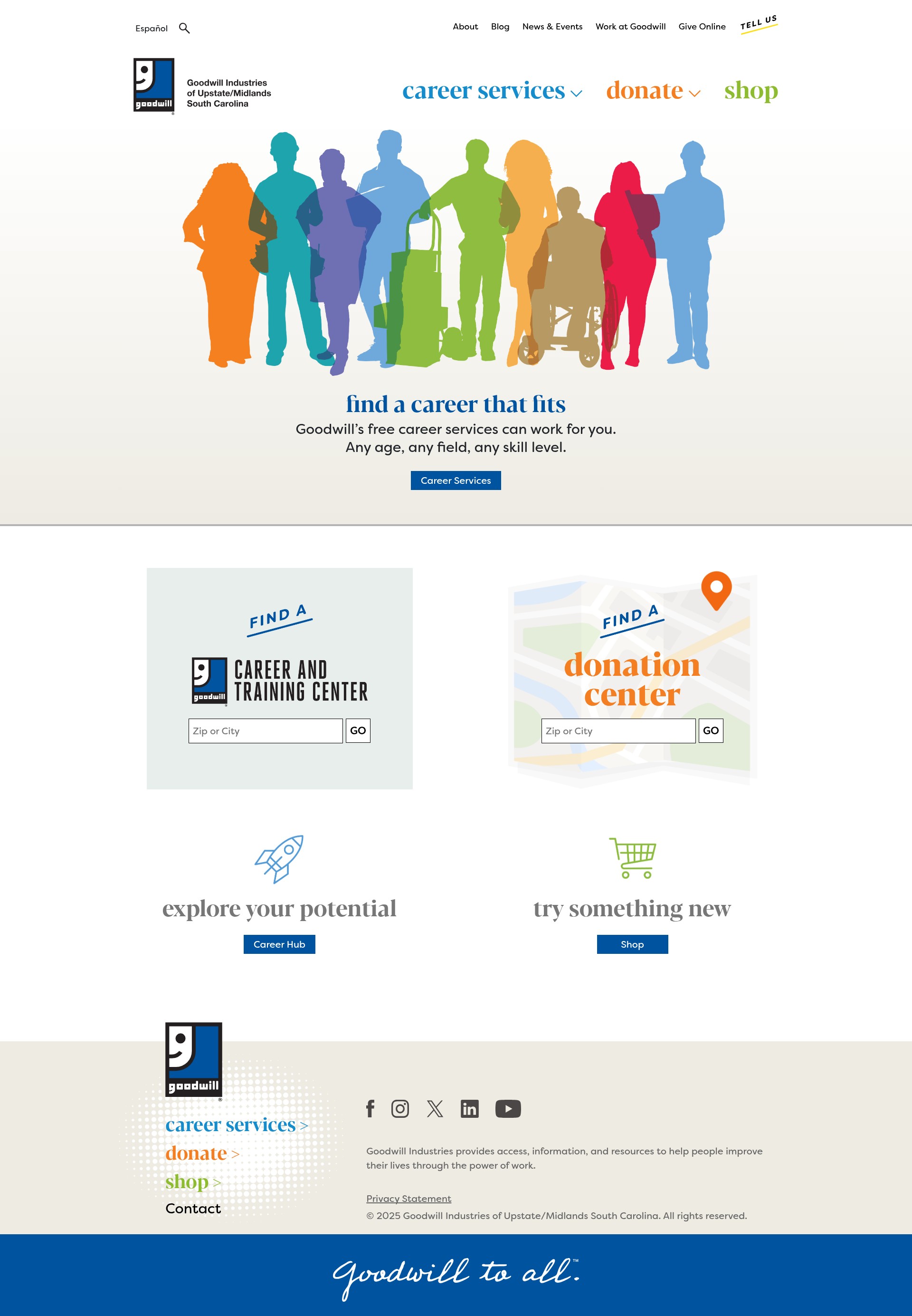 Screenshot of goodwillsc.org