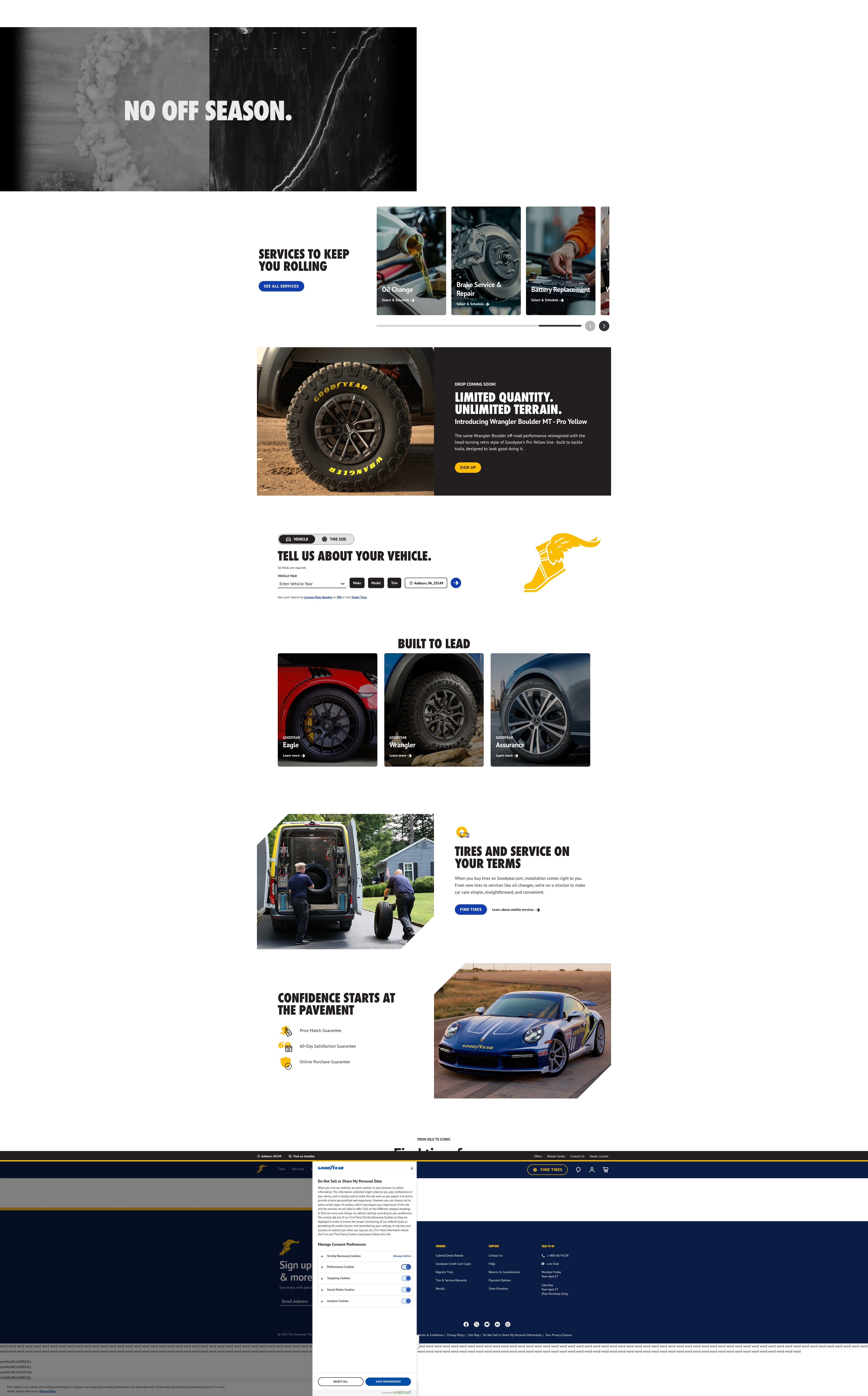 Screenshot of goodyear.com