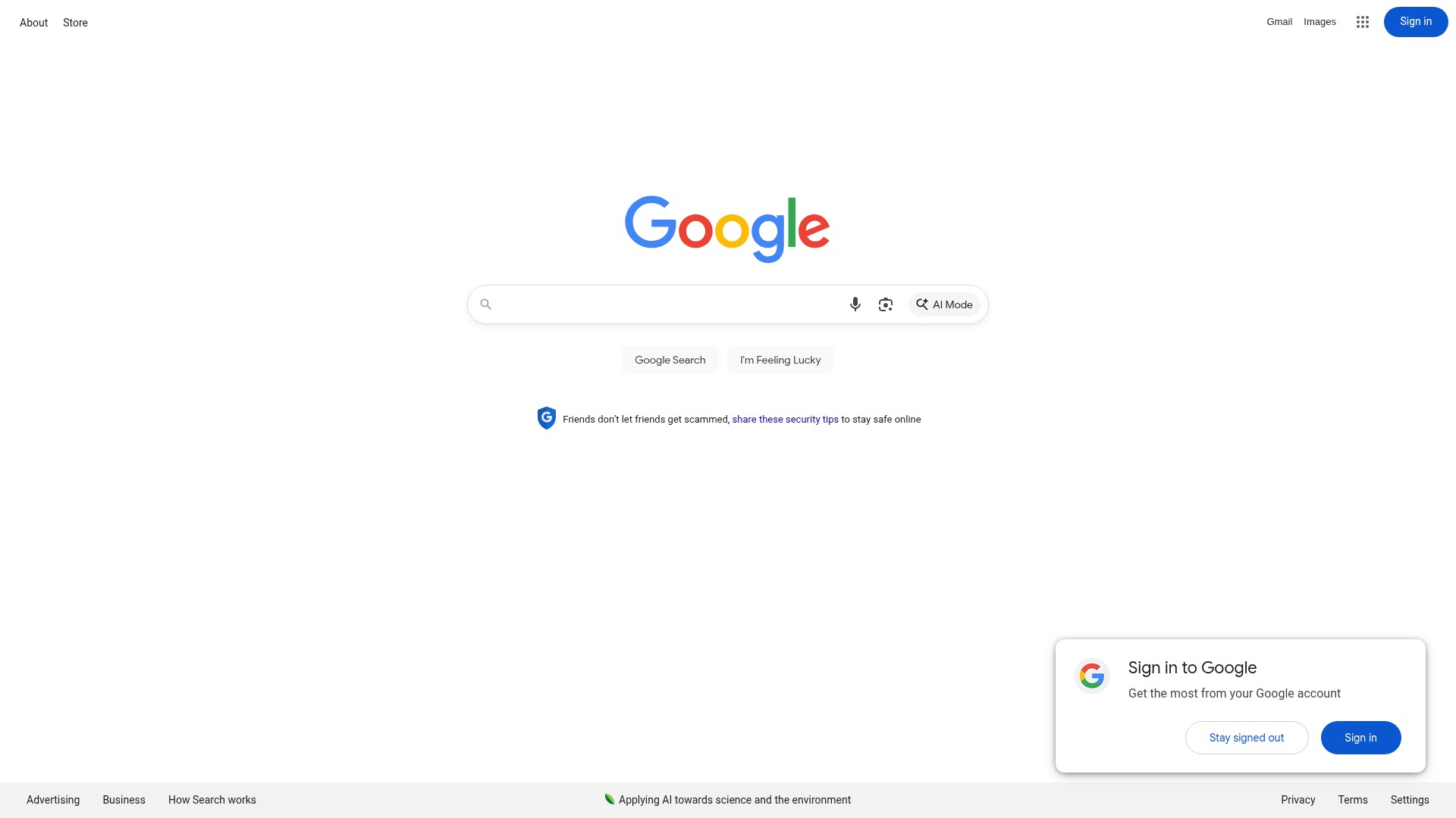 Screenshot of google.com