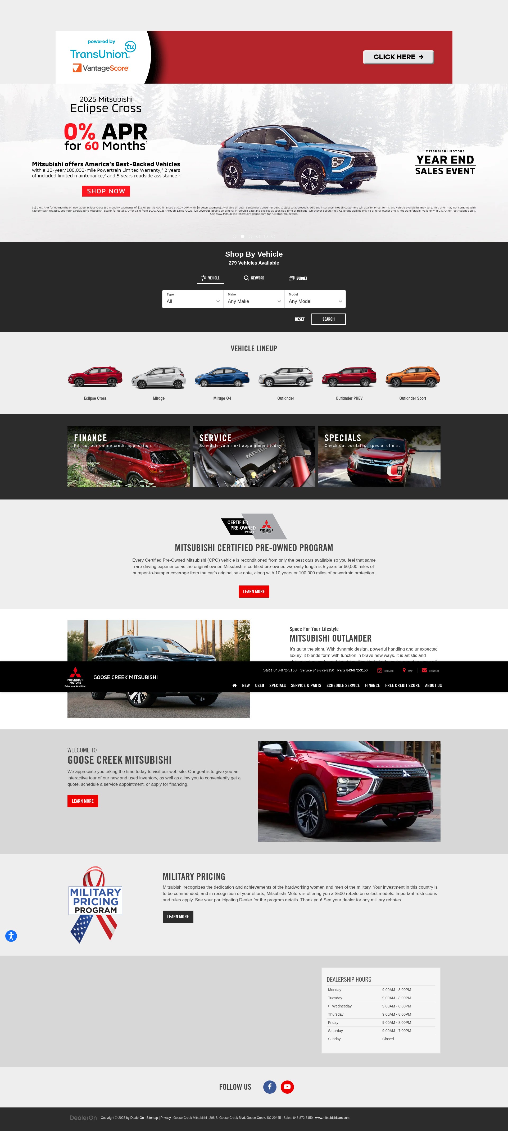 Screenshot of goosecreekmitsubishi.com