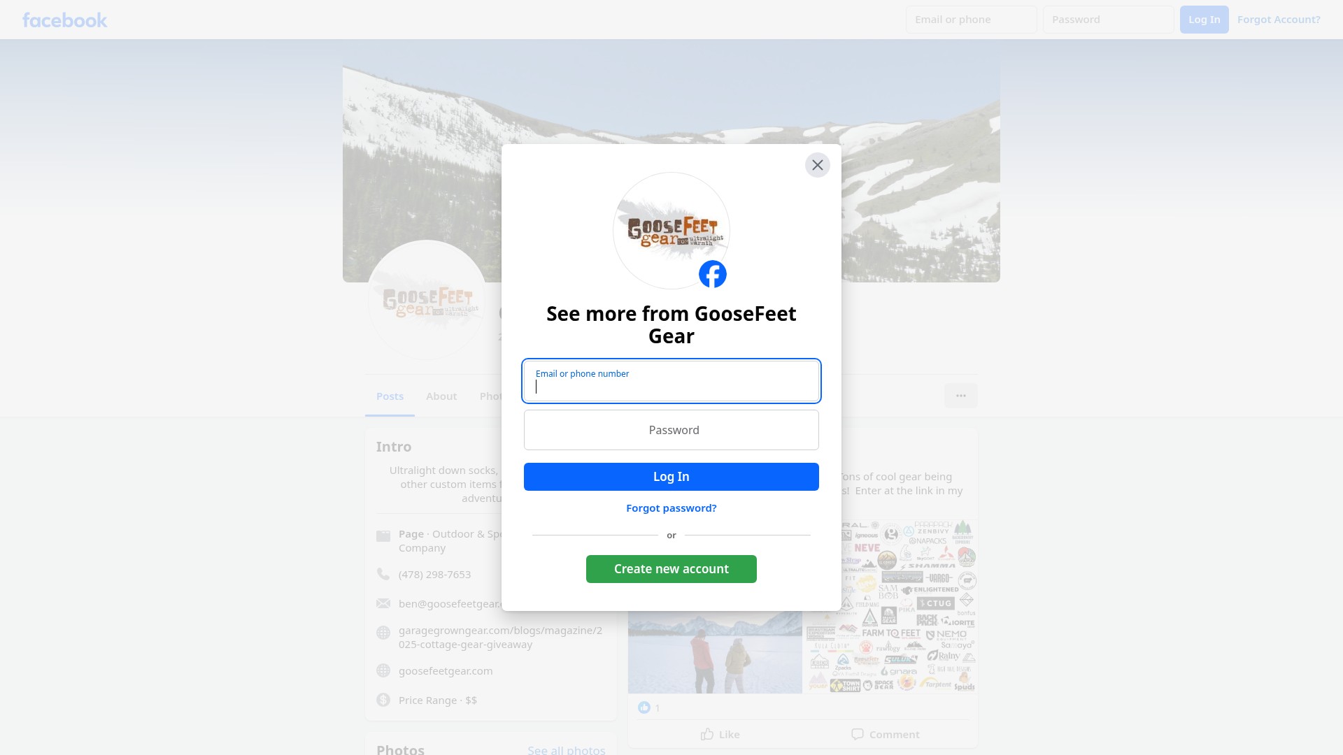 Screenshot of goosefeetgear.com