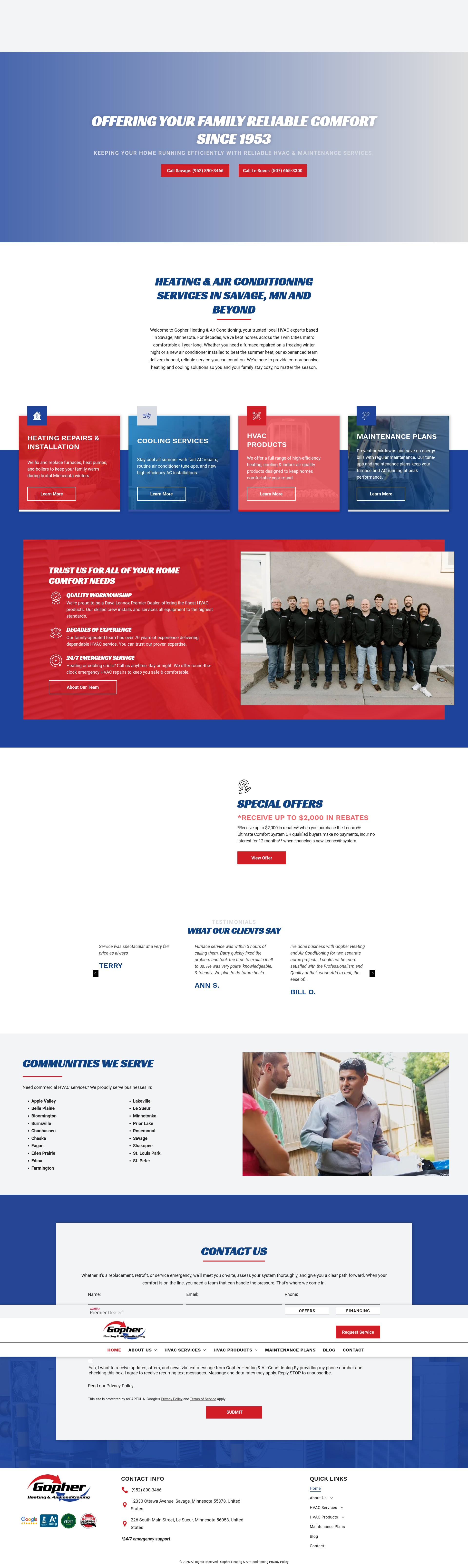 Screenshot of gopherheating.com