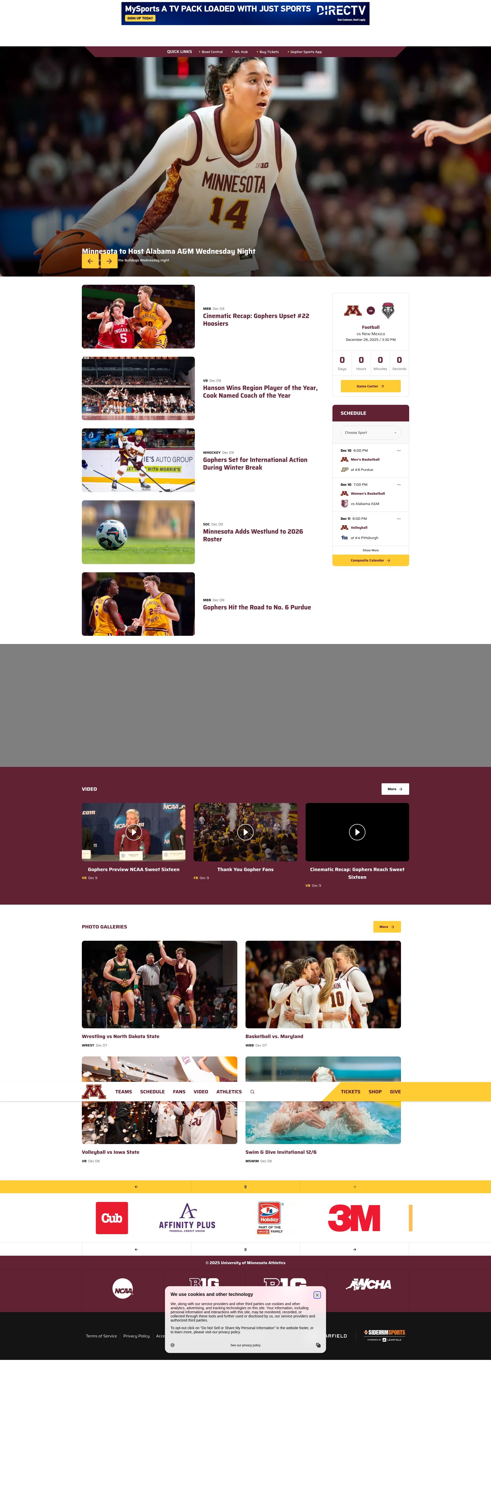 Screenshot of gophersports.com