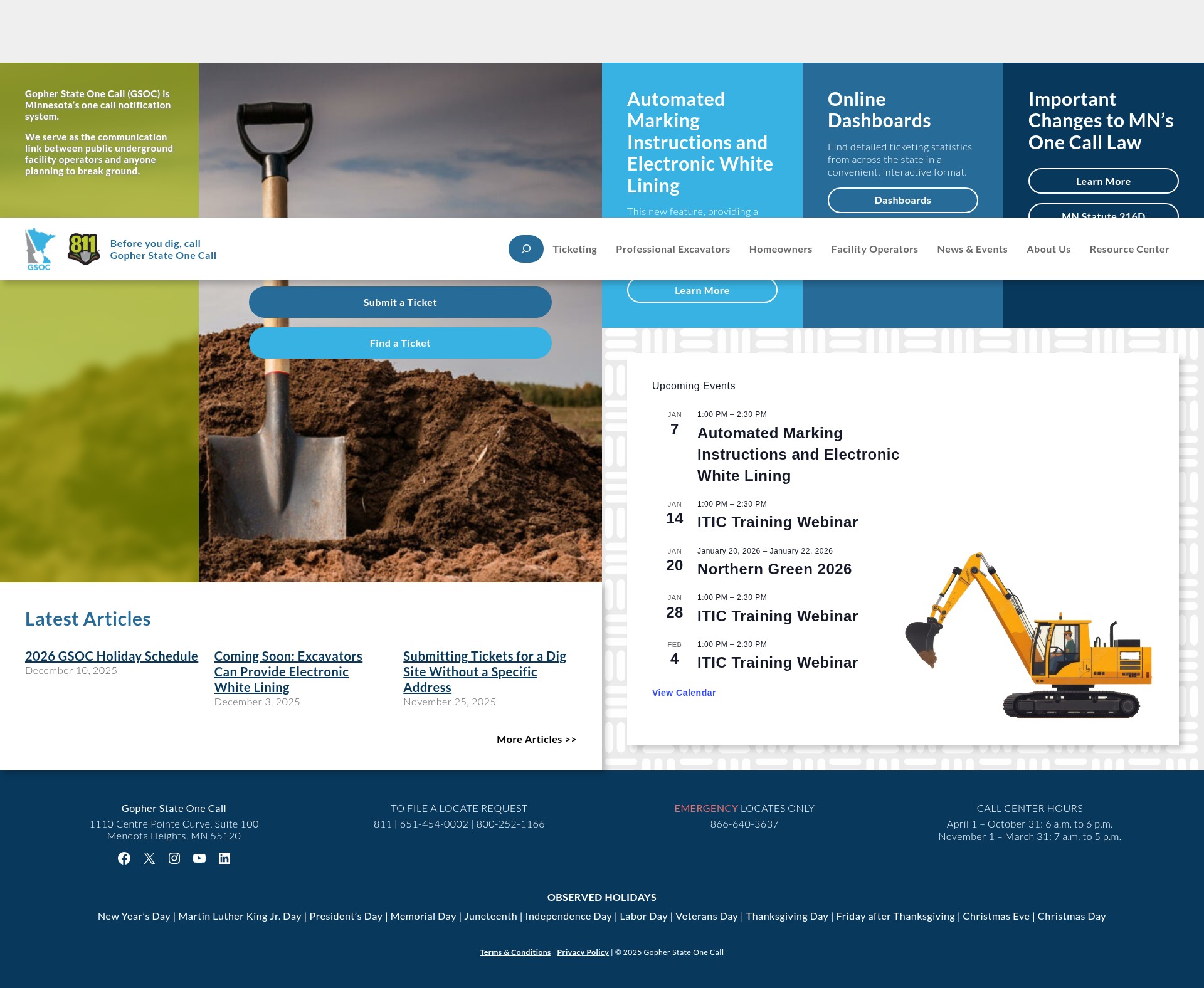 Screenshot of gopherstateonecall.org