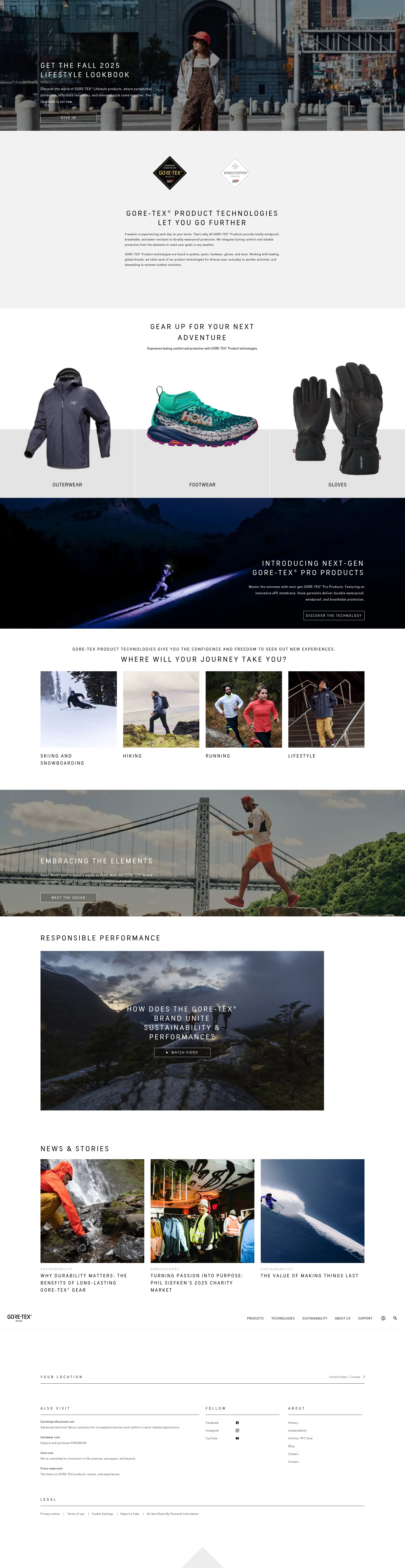 Screenshot of gore-tex.com