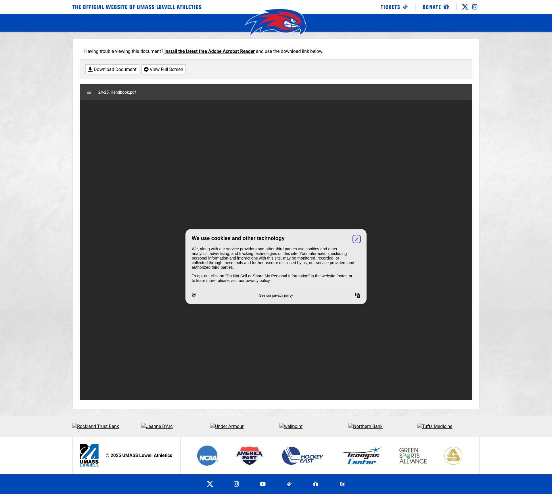 Screenshot of goriverhawks.com