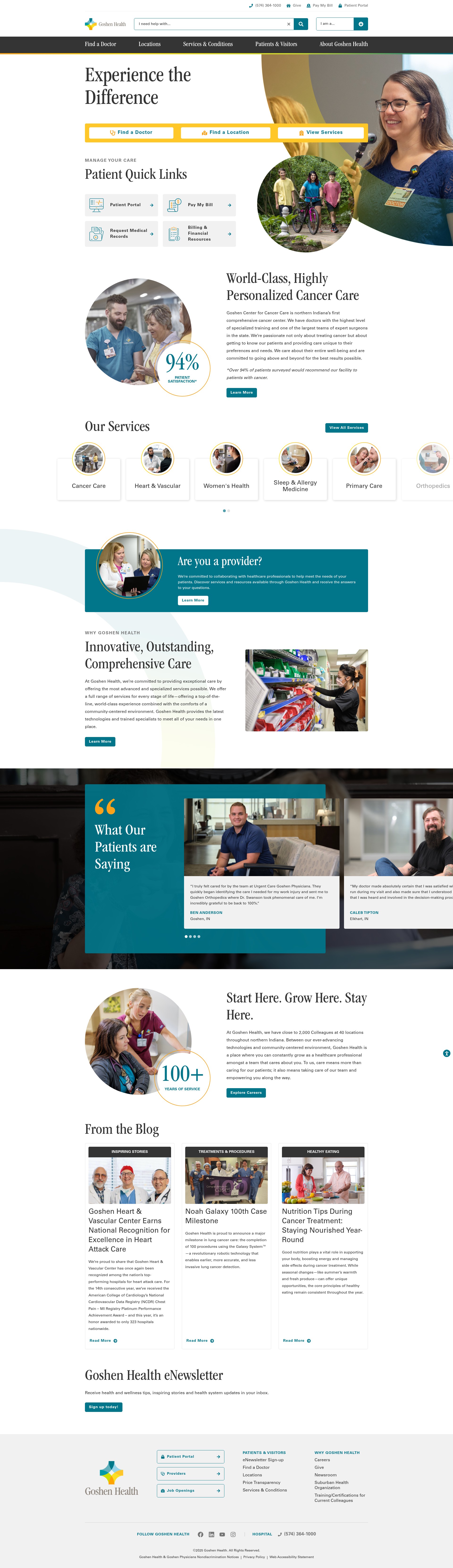 Screenshot of goshenhealth.com