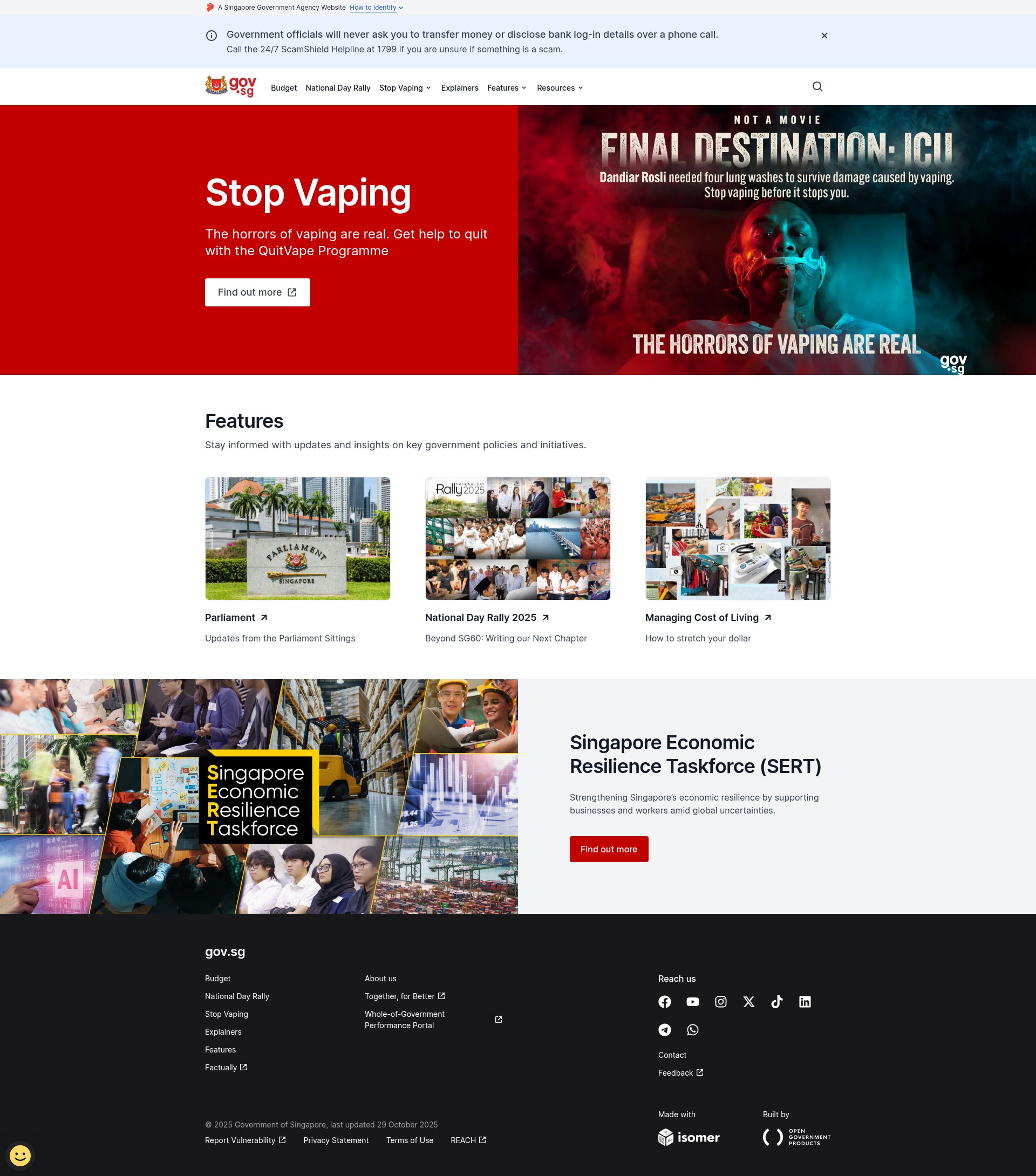 Screenshot of gov.sg