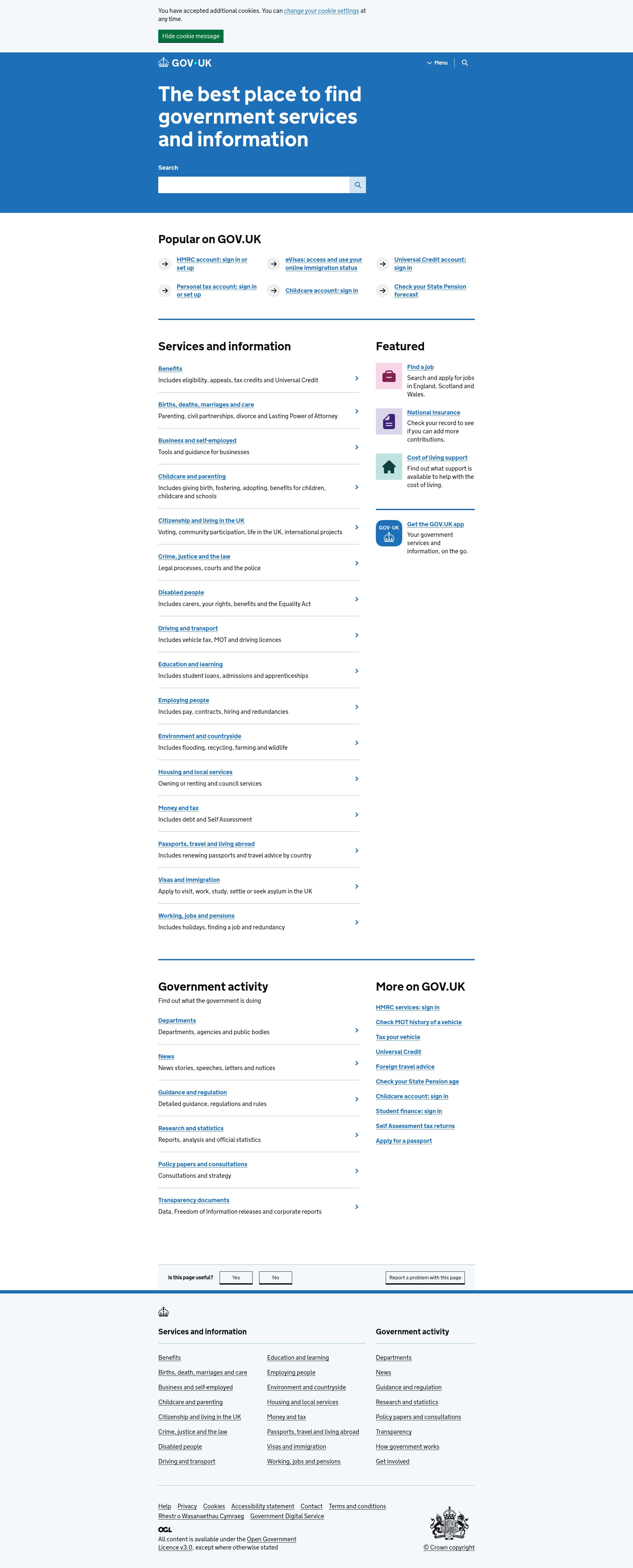 Screenshot of gov.uk