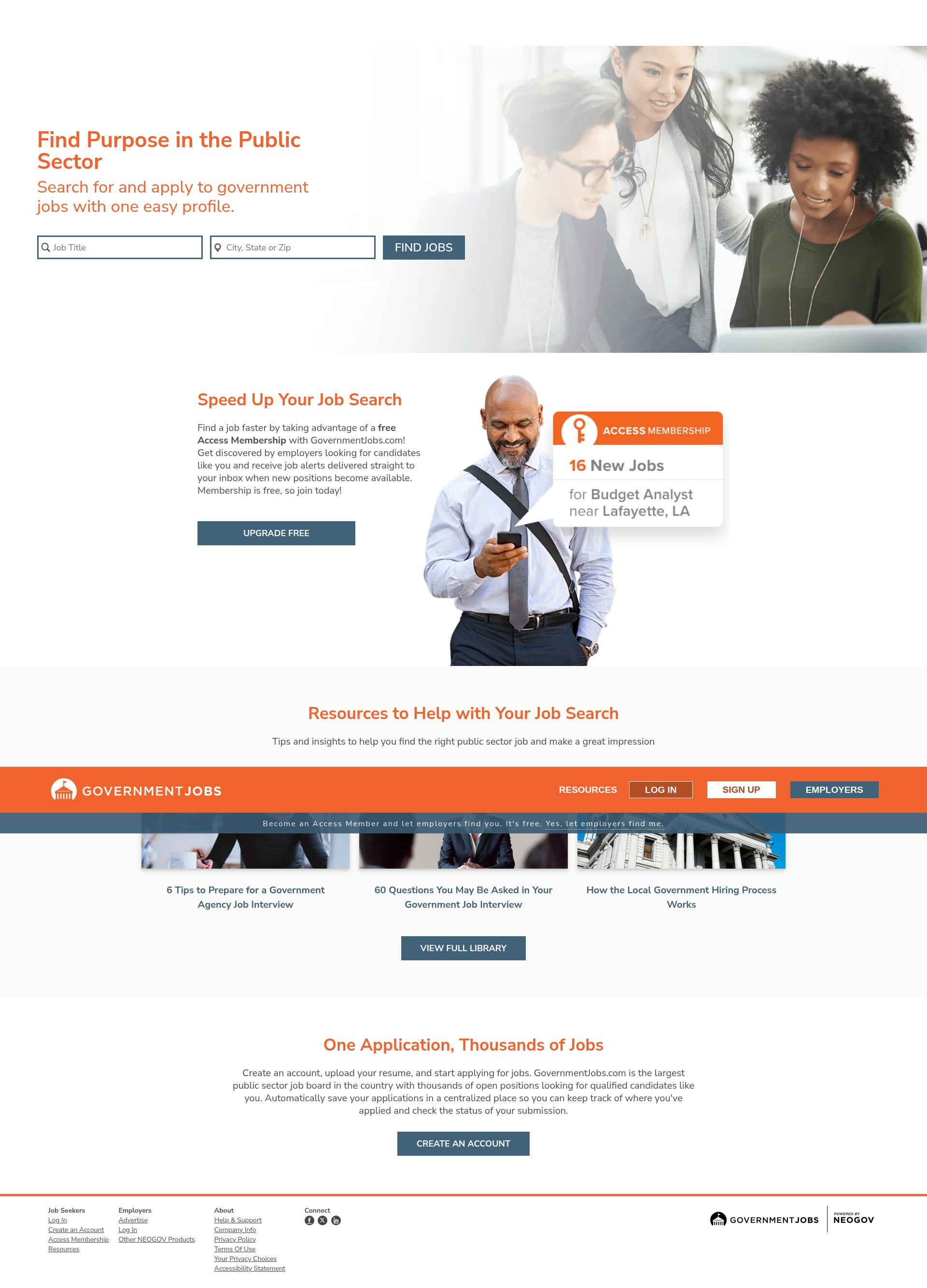 Screenshot of governmentjobs.com