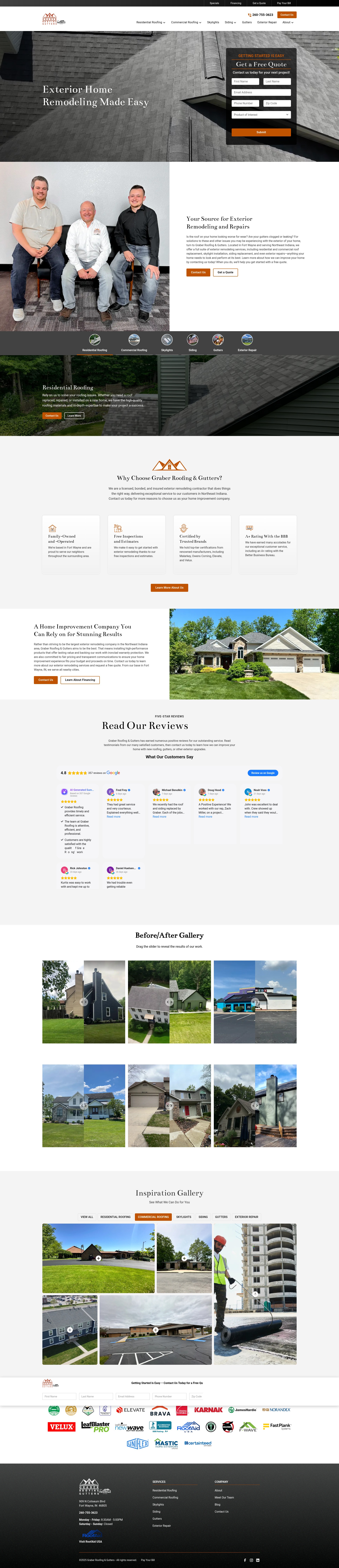 Screenshot of graberroofing.com