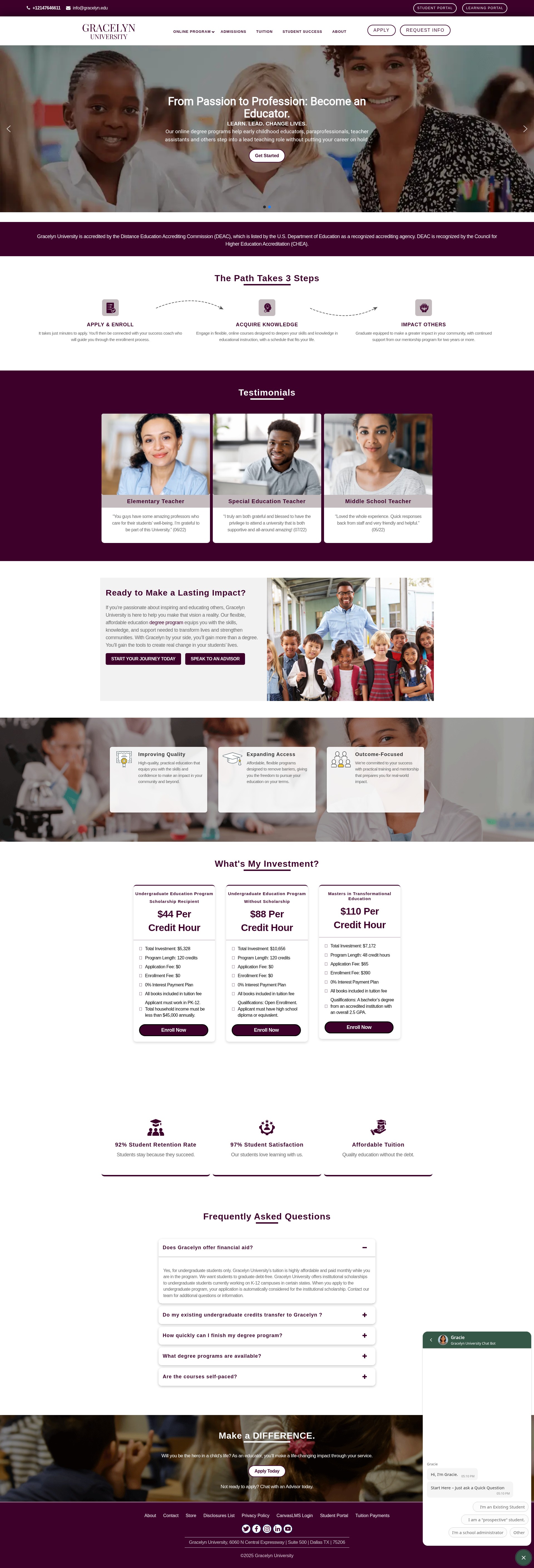 Screenshot of gracelyn.edu