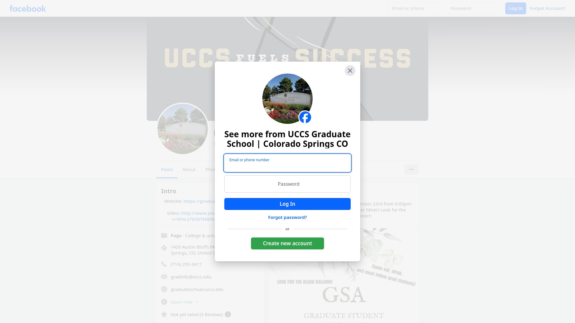 Screenshot of graduateschool.uccs.edu