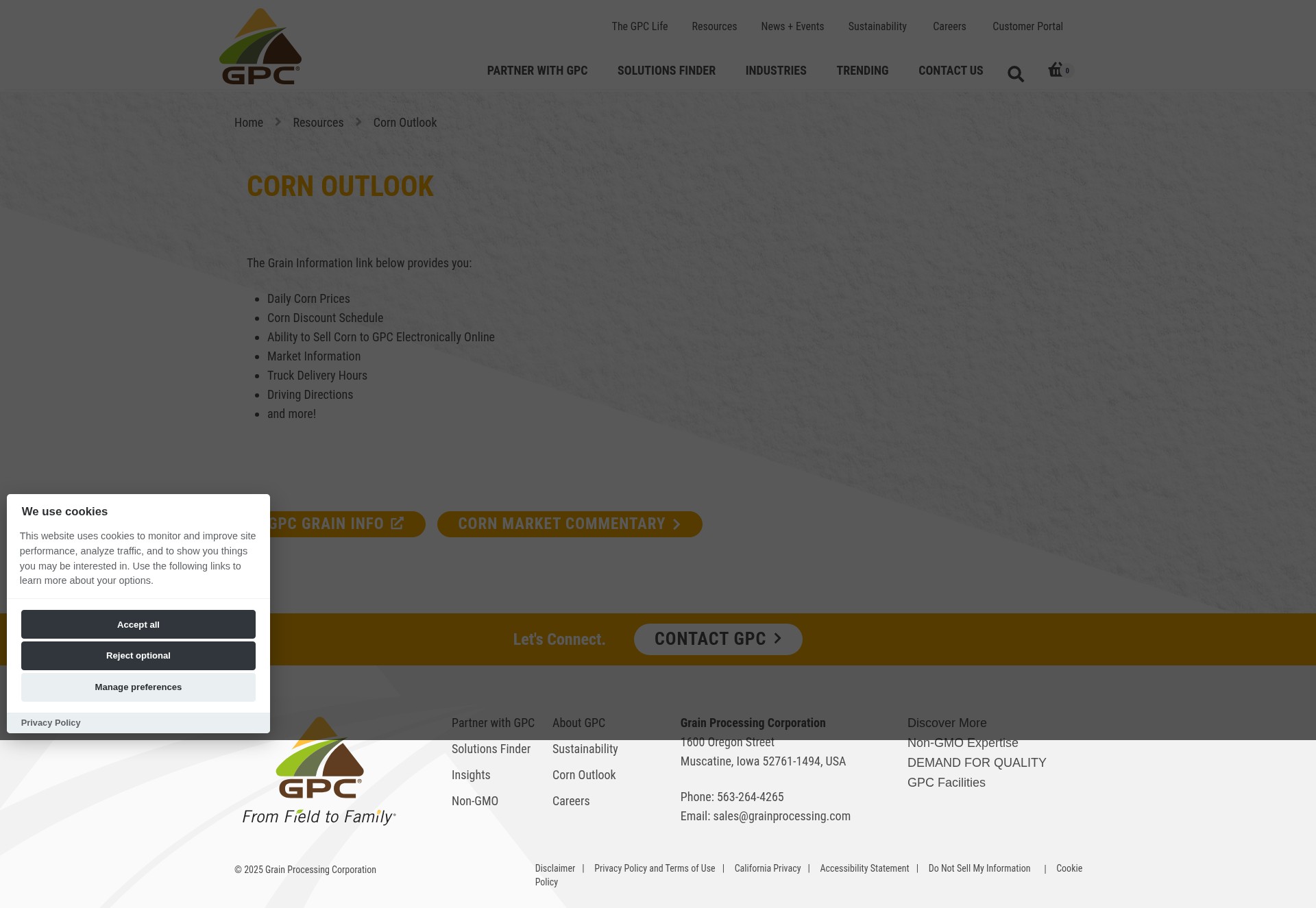 Screenshot of grainprocessing.com