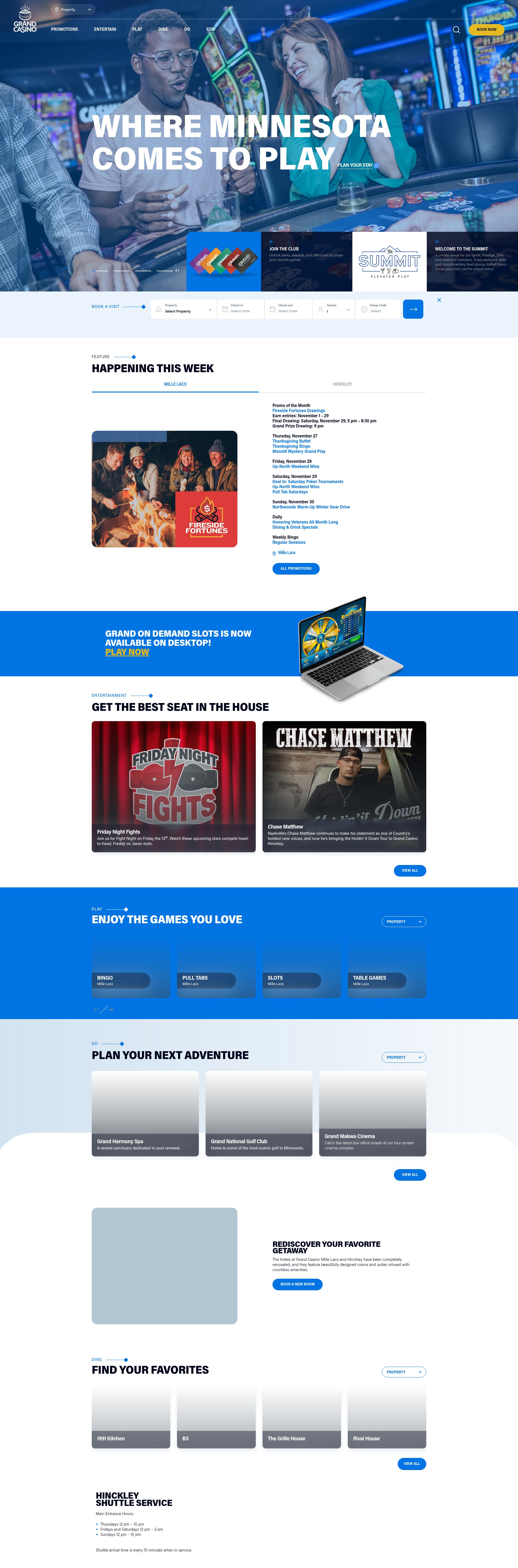 Screenshot of grandcasinomn.com